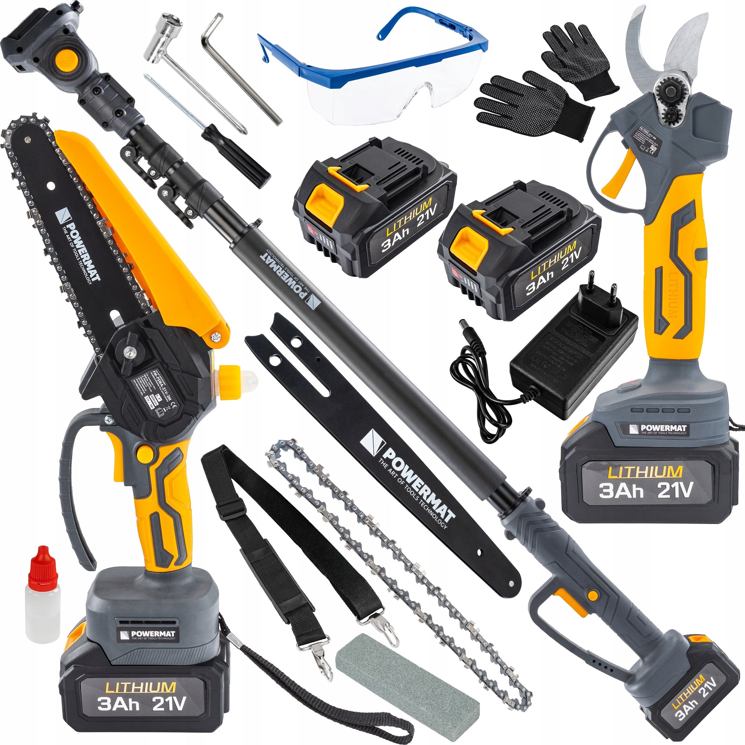 SET FOR BRANCHES 3IN1 SAW 6" 8" PRUNER 25MM BOOM 130-200CM 2xAKU 3AH