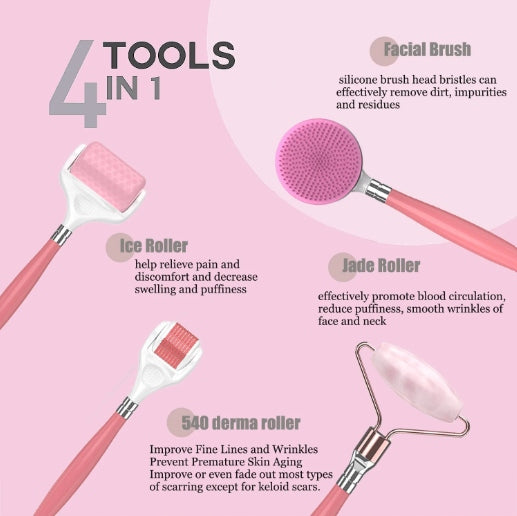 SET FOR FACE AND NECK CARE PINK 4IN1 Color pink