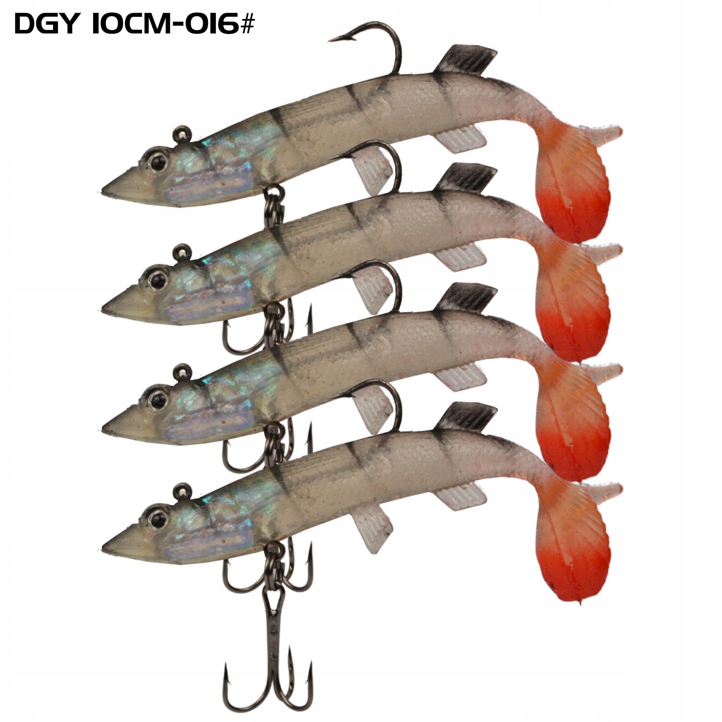 SET FOR PIKE RUBBER REINFORCED 10CM 4COL. 16PCS For perches trouts zanders pikes