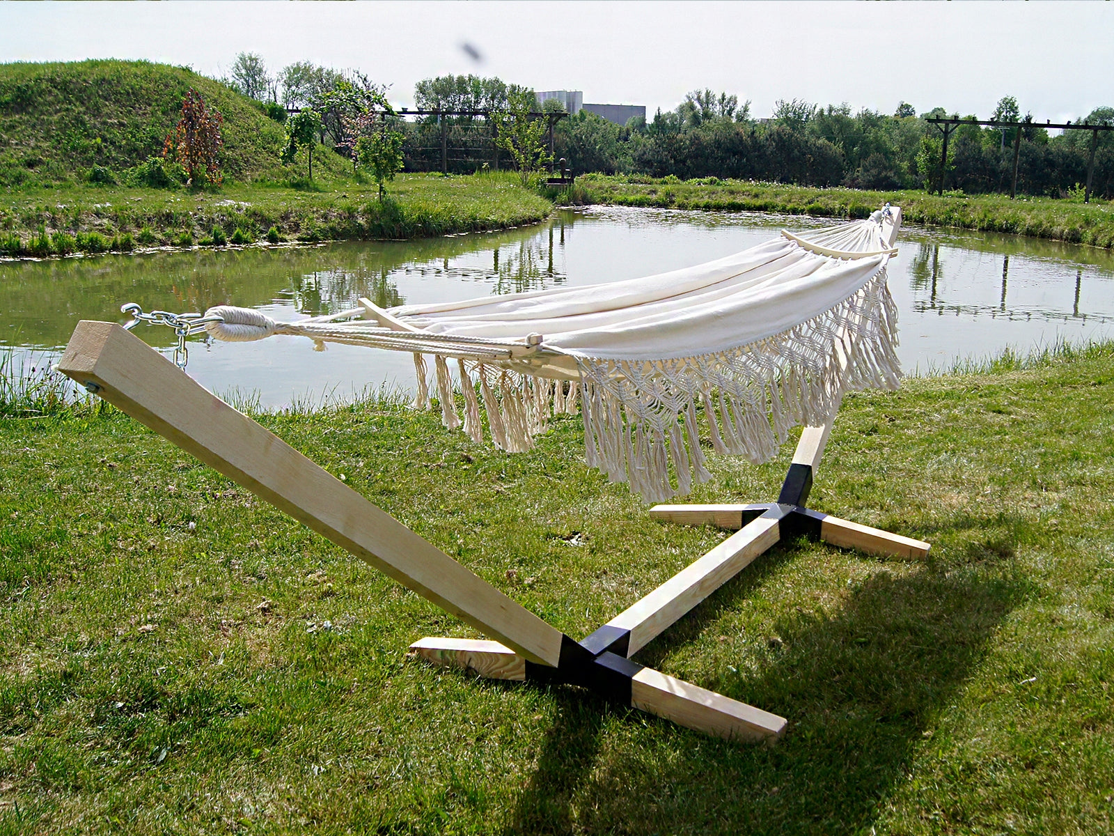 SET FRAME + HAMMOCK 2 PERS. BOHO ECRU portable set COMFORT ZONE 200 KG Packaging status original