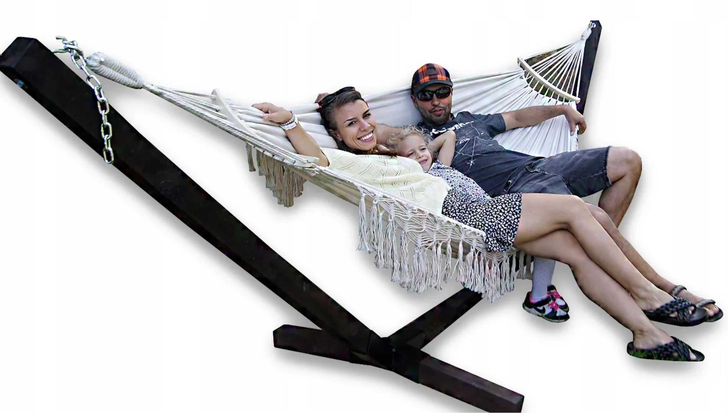 SET FRAME + HAMMOCK 2 PERS. BOHO ECRU portable set COMFORT ZONE 200 KG