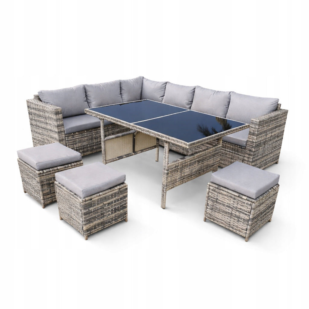 SET GARDEN FURNITURE RATTAN CORNER, HIGH TABLE 9PEOPLE