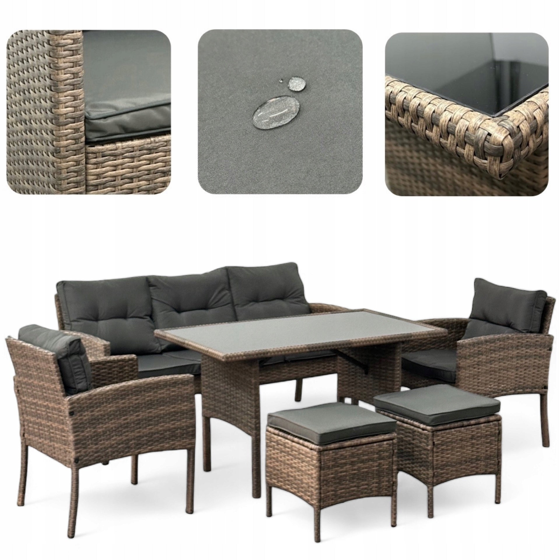 SET GARDEN SET MTG SFS078 GARDEN FURNITURE RATTAN LIGHT BROWN