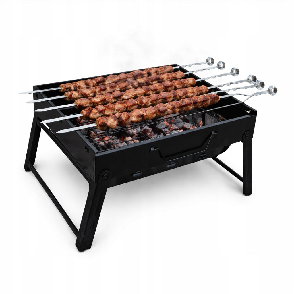 SET GRILL HIKING SUITCASE FOLDING MANGAL + 6x SKEWERS SHAMPOOS Grate length 35 cm
