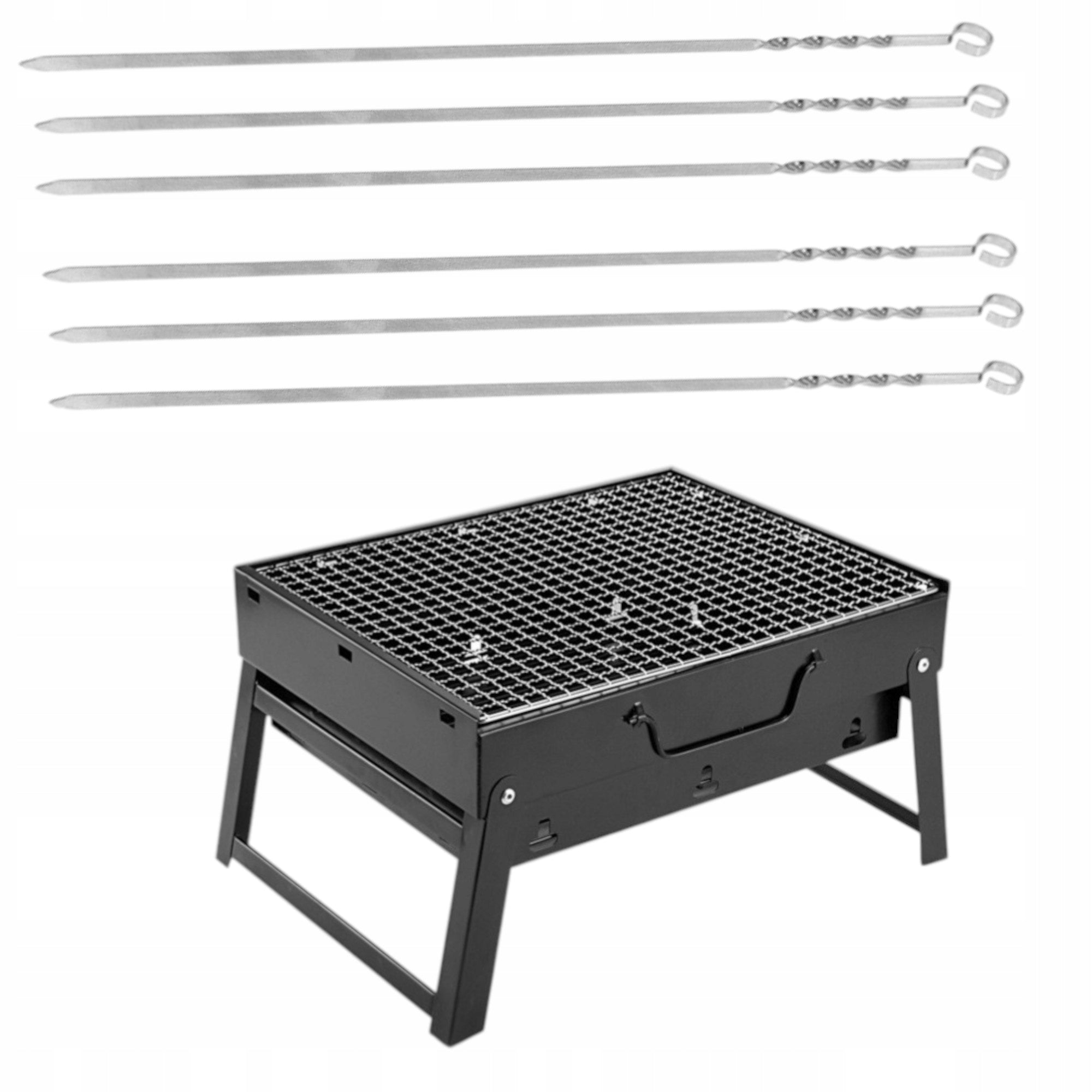 SET GRILL HIKING SUITCASE FOLDING MANGAL + 6x SKEWERS SHAMPOOS Grill height 25 cm