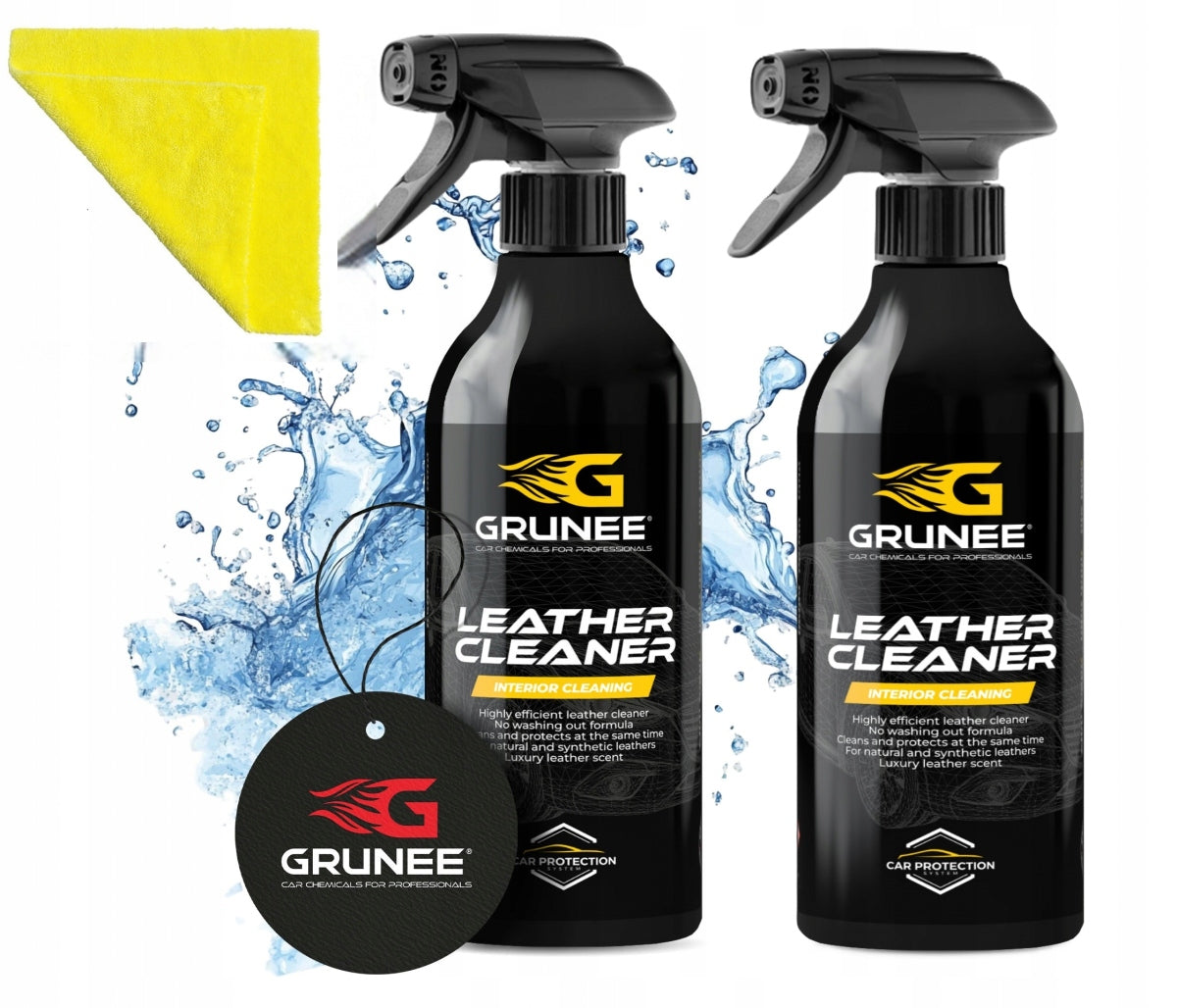 SET GRUNEE 2x0,5L Leather Cleaner for cleaning leather upholstery