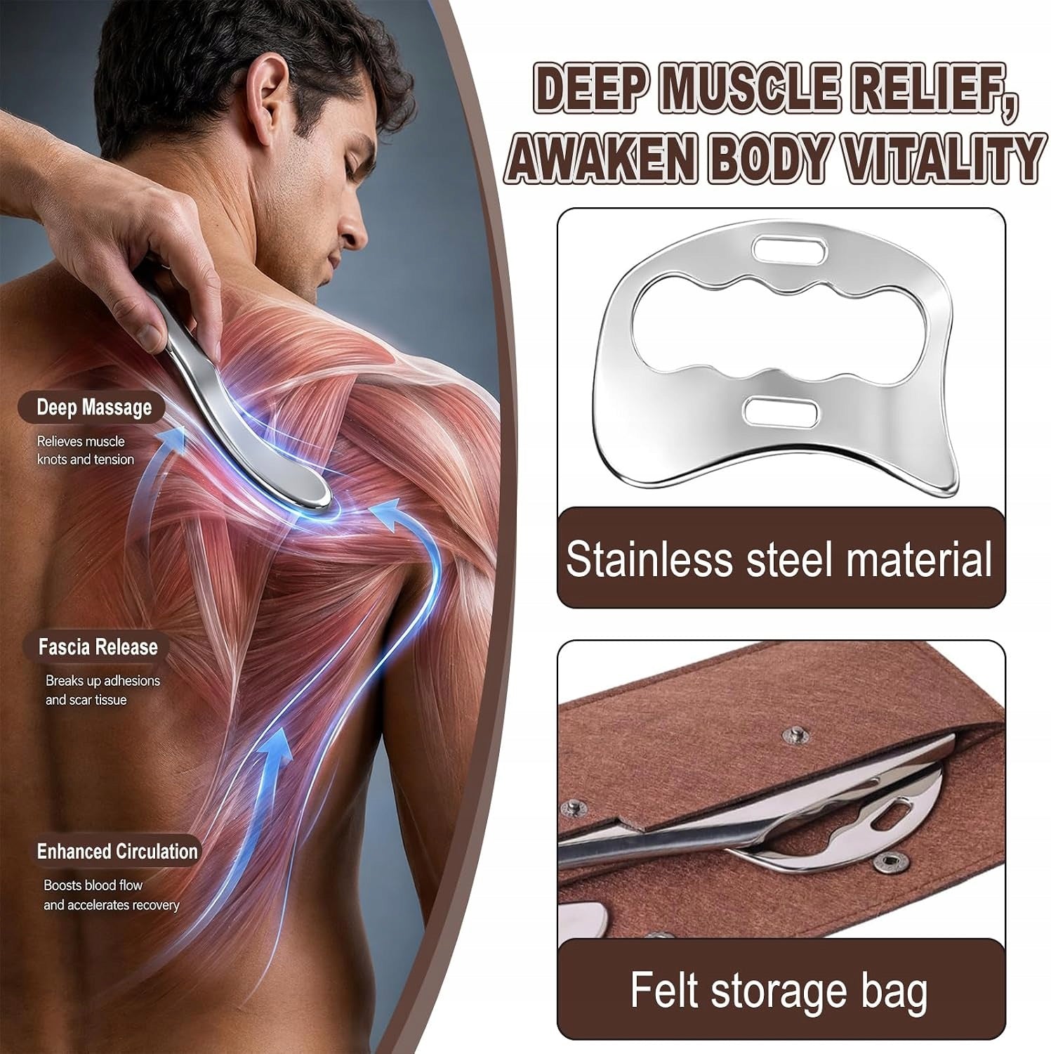 SET GUA SHA 4IN1 STAINLESS STEEL 304 FASCIA MASSAGE DRAINAGE Manufacturer code GUA SHA 4W1 STAL NIERDZEWNA MASAŻ POWIĘZ
