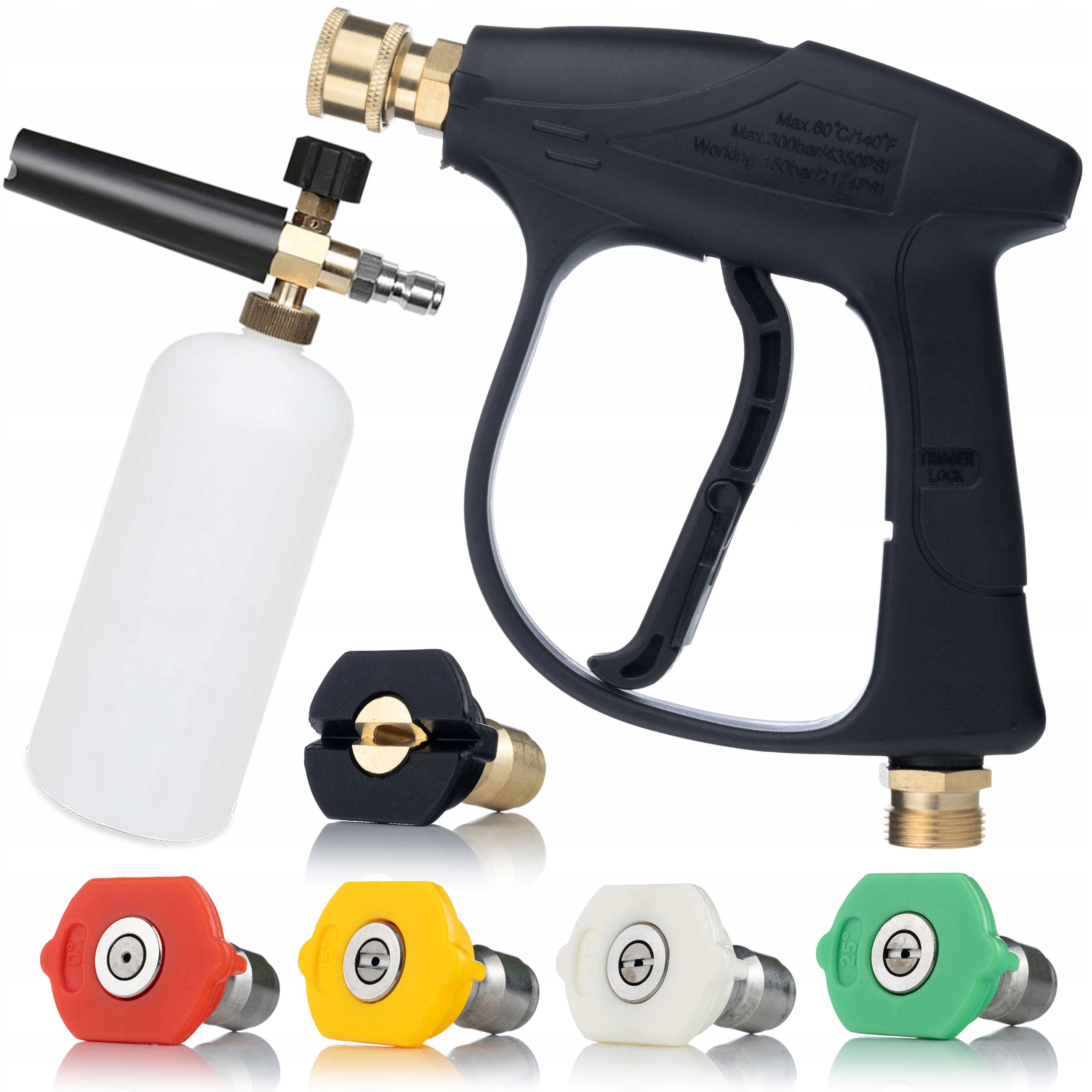 SET GUN FOR PRESSURE WASHER KARCHER 22MM 5X NOZZLE FOAMER 1L