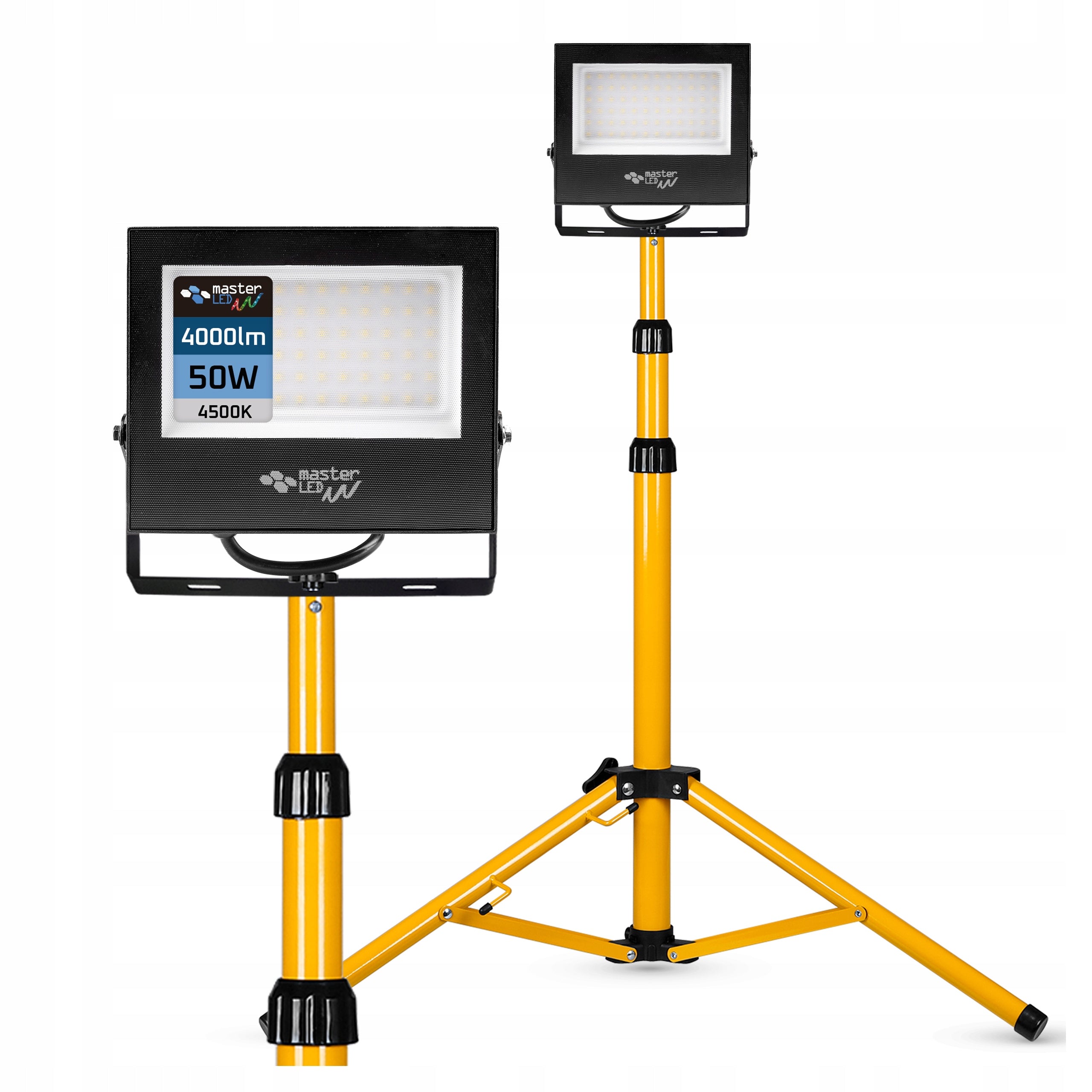 SET HALOGEN LED lamp 50W floodlight working TRIPOD 4500K reflector