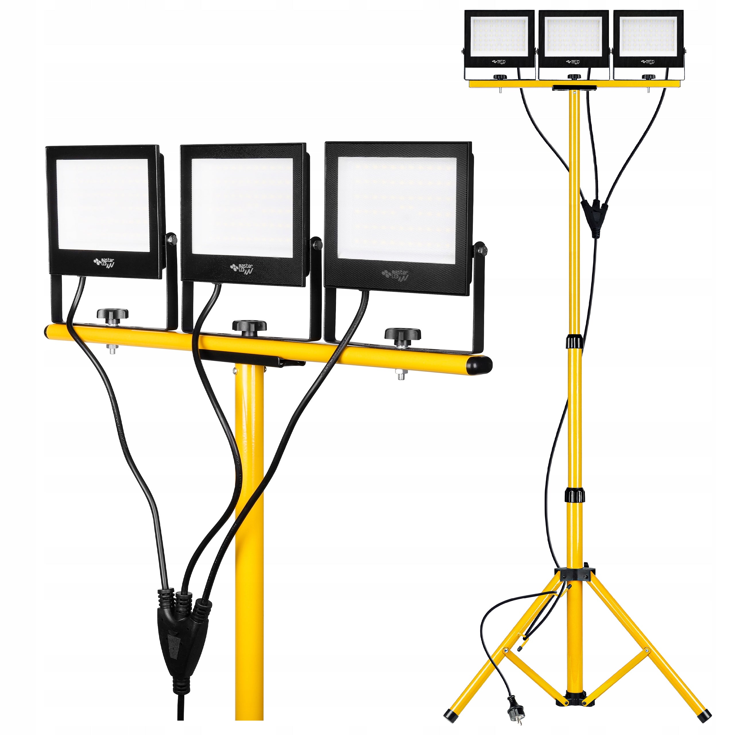 SET HALOGEN floodlight 3x 50W 4500K LED LAMP TRIPOD construction plug