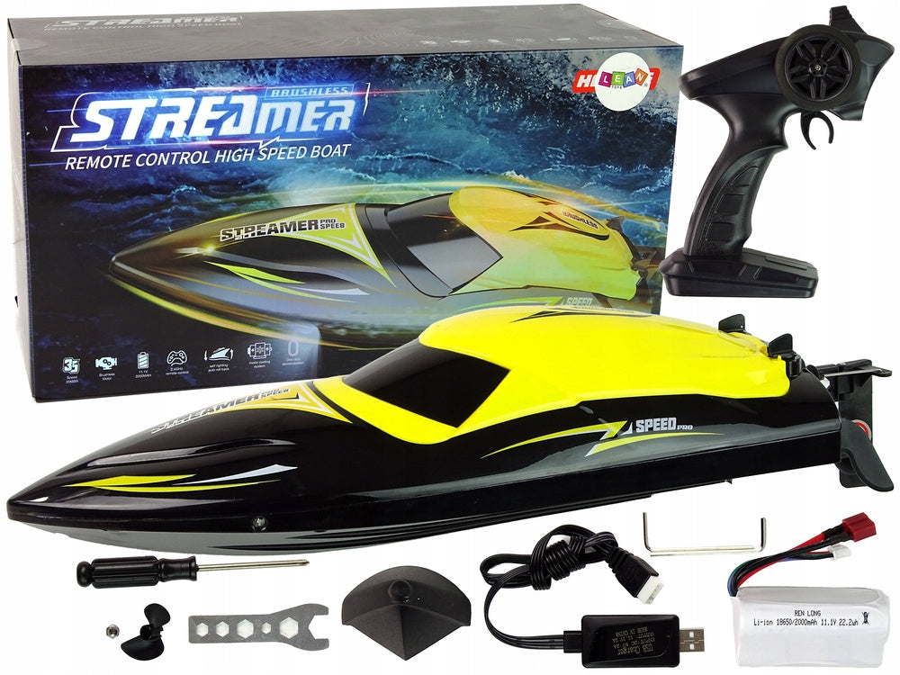 SET HIGH SPEED MOTORBOAT R/C REMOTE CONTROLLED CONTROLLER YELLOW Brand no brand