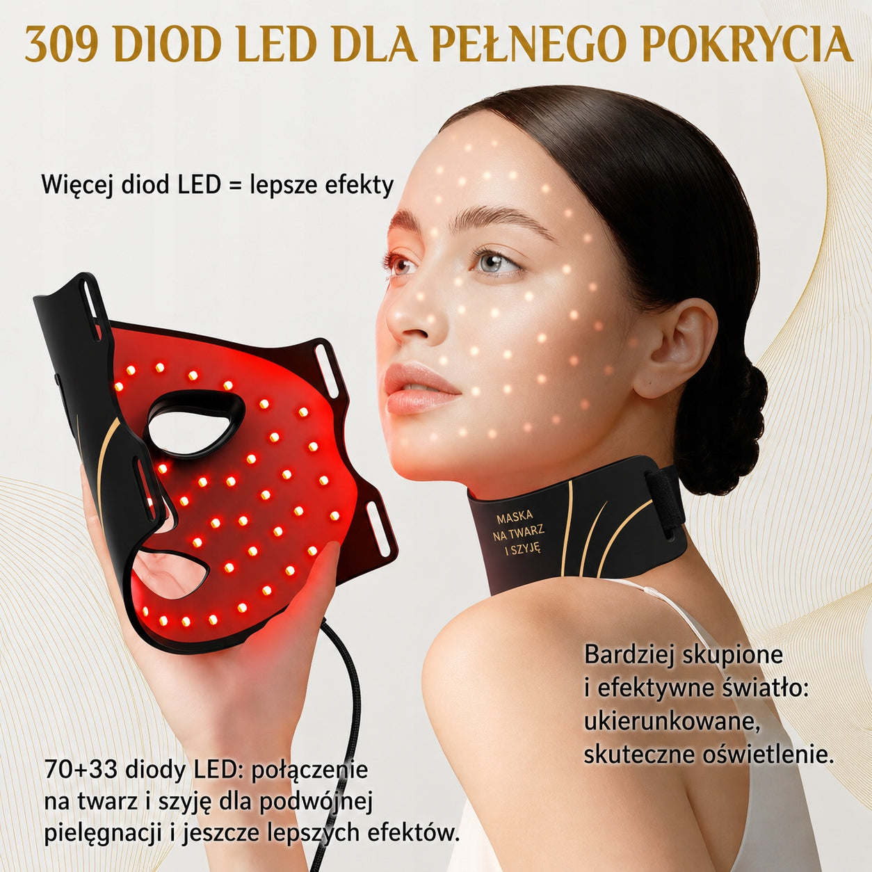 SET LED MASK FOR FACE AND NECK 7IN1 ANTI-AGING WITH REGENERATION + REMOTE CONTROL Packaging status original