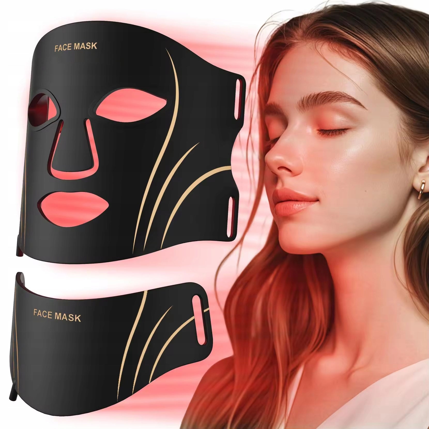 SET LED MASK FOR FACE AND NECK 7IN1 ANTI-AGING WITH REGENERATION + REMOTE CONTROL