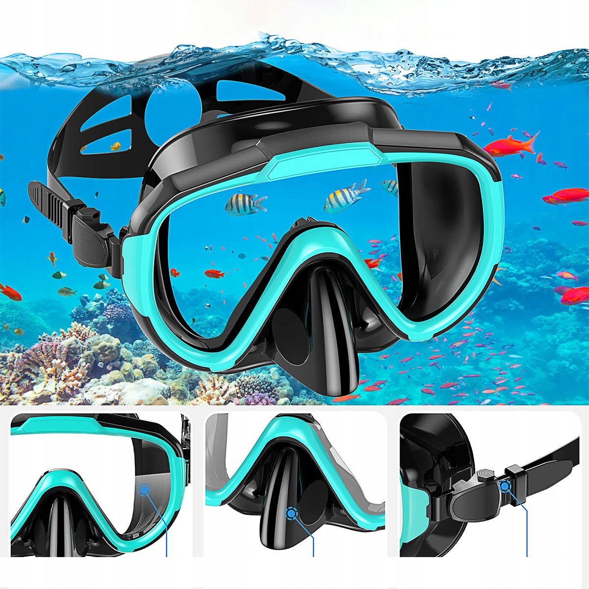 SET MASK AND SNORKEL DIVING GLASSES AND SNORKELING TUBE adult Brand no brand