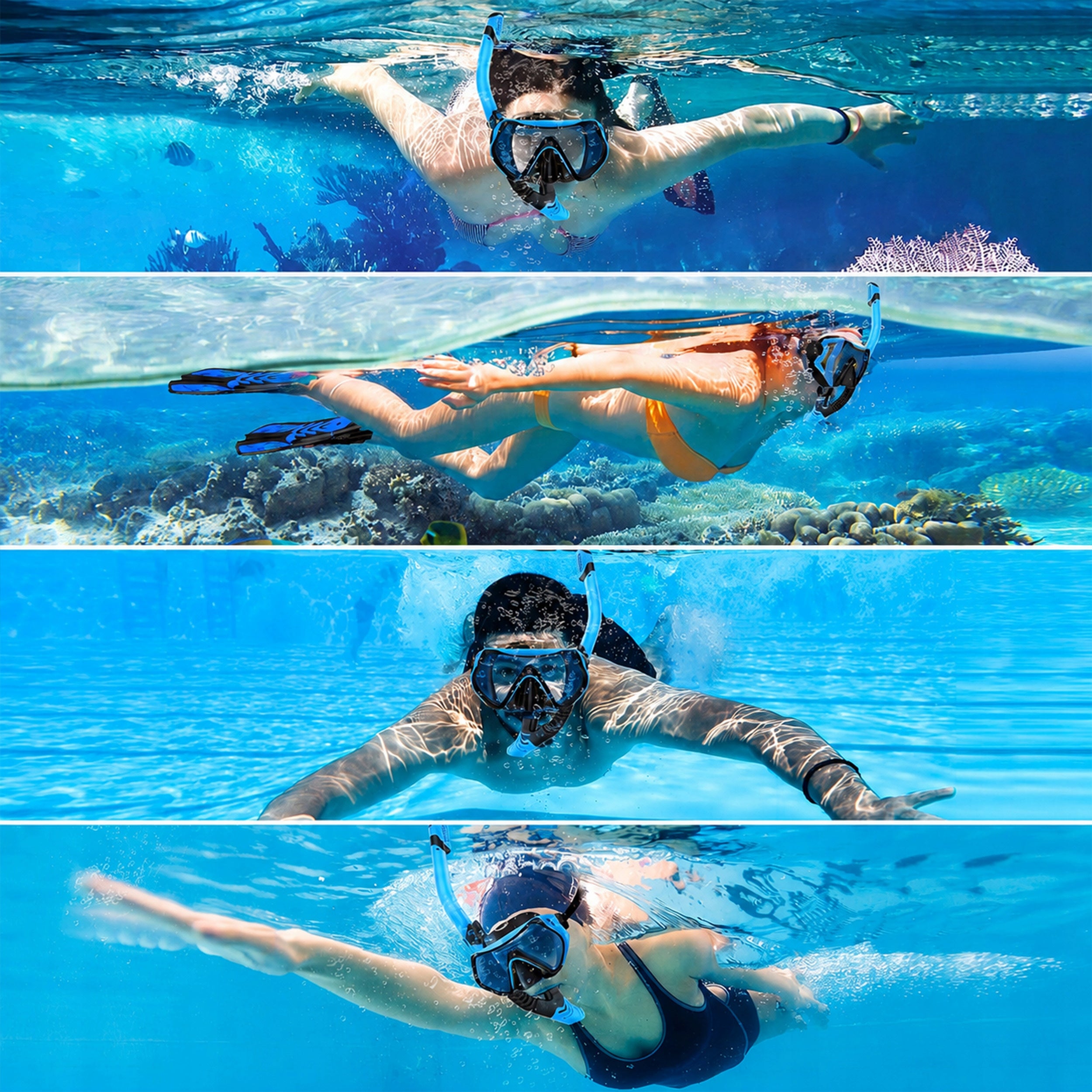 SET MASK AND SNORKEL FOR DIVING SWIMMING WITH SNORKEL SNURKLING HIT 180° Manufacturer code PŁYWACKIE NURKOWANIE SILIKON PODRÓŻ WAKACJE