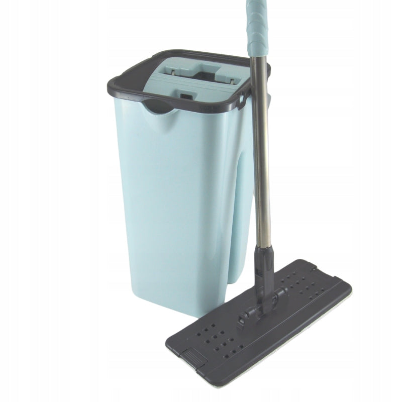SET MOP FLAT SELF-CLEANING BUCKET WITH SQUEEZER ELEGANT ELH-03046 Color blue