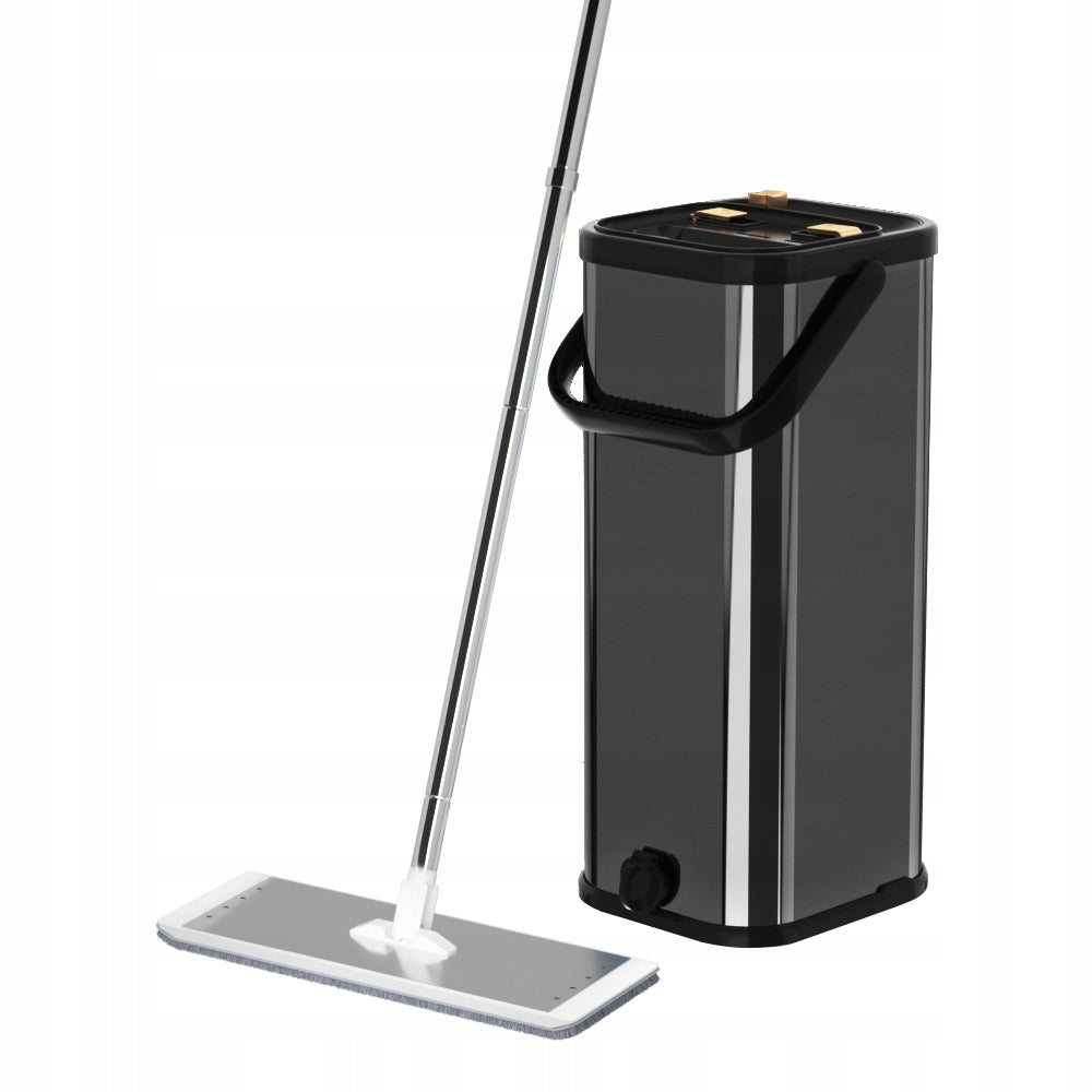 SET MOP INNOVATIVE STAINLESS STEEL BUCKET BLACK/SILVER PB36