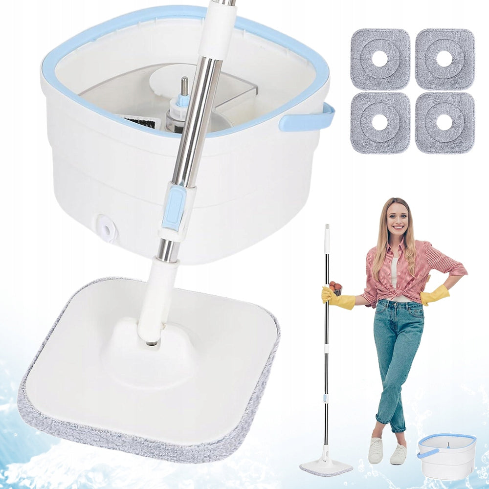 SET MOP WITH BUCKET 2,5 L MOP*4 ROTATION 360° 110-130CM RETRACTABLE WHITE