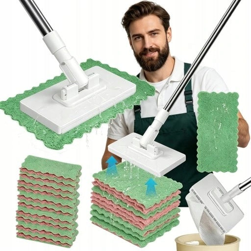 SET MOP WITH CAP 10 CLOTHS, HANDLE 100 CM