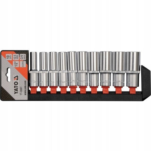 SET OF 1/2" LONG SOCKETS, 10PCS YT-38861 YATO