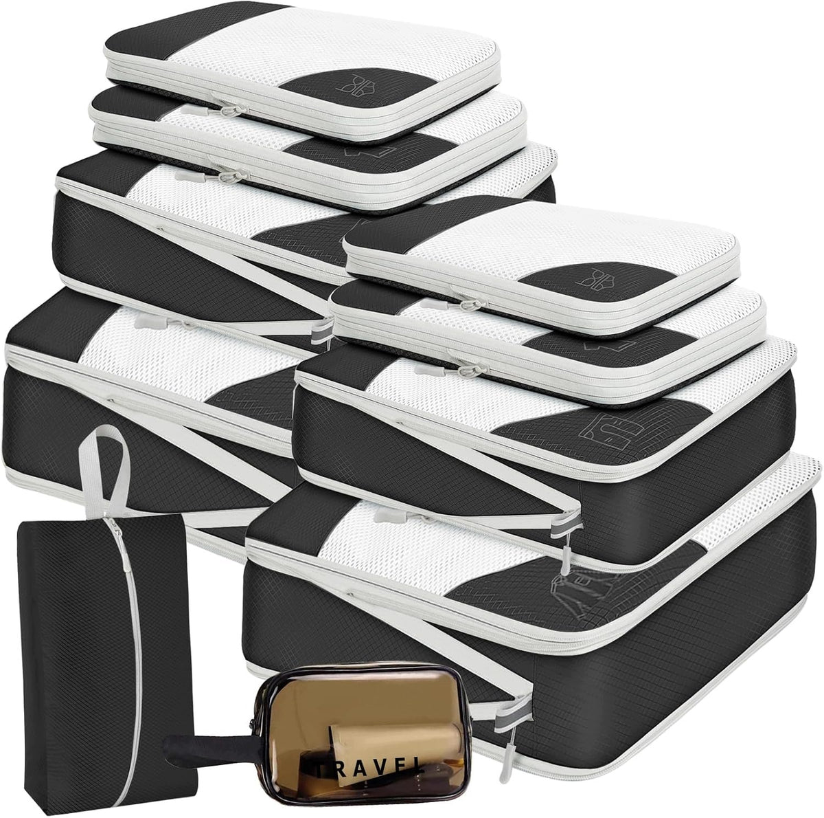 SET OF 10 COMPRESSION CUBES FOR PACKING BACKPACK SUITCASE