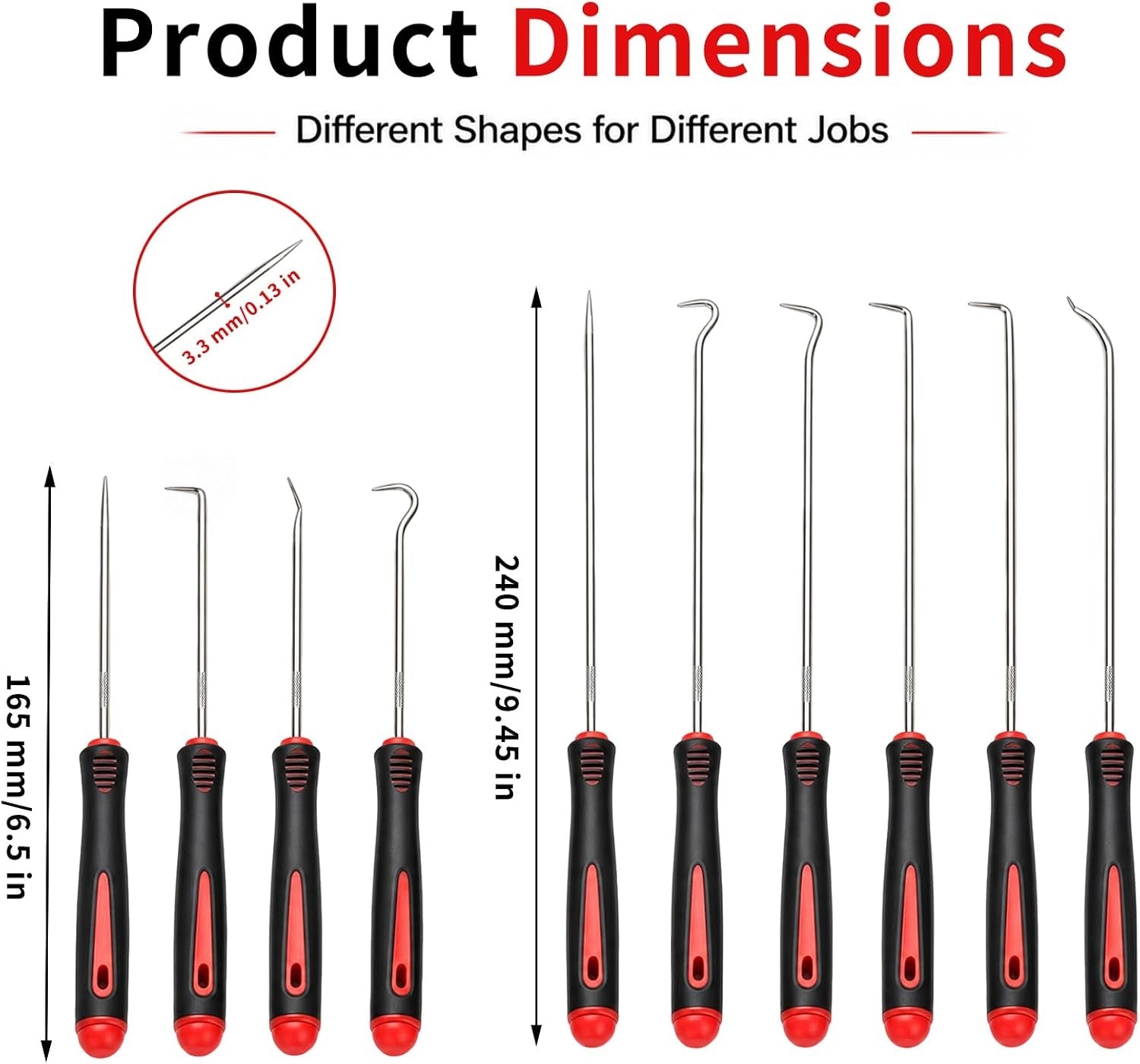 SET OF 10 HOOKS AND PICKS FOR SIMMERING O-RINGS ALLOY STEEL Brand AA