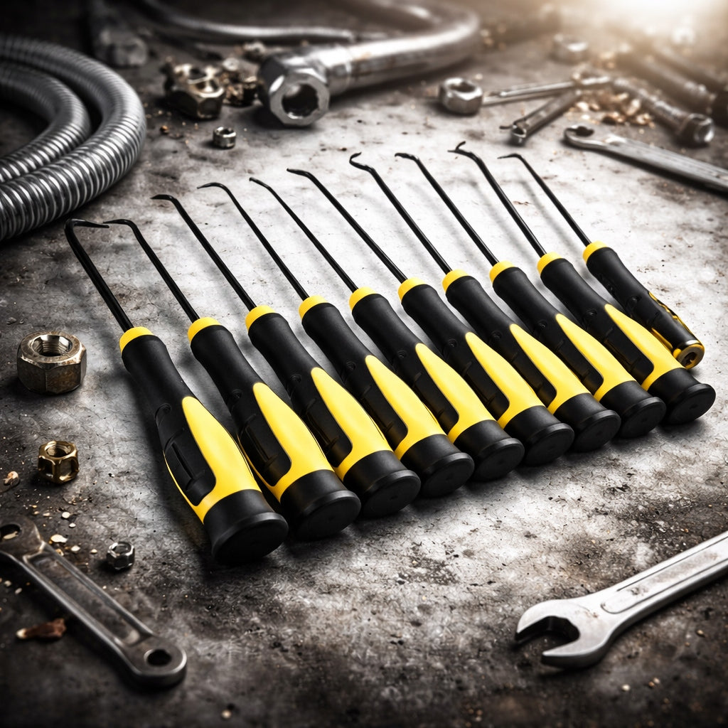 SET OF 10 HOOKS LONG TEMPERED AND BLACKENED TIP NON-SLIP HANDLE Manufacturer code ZESTAW 4 HACZYKÓW UNIWERSALNE ALMA SL125