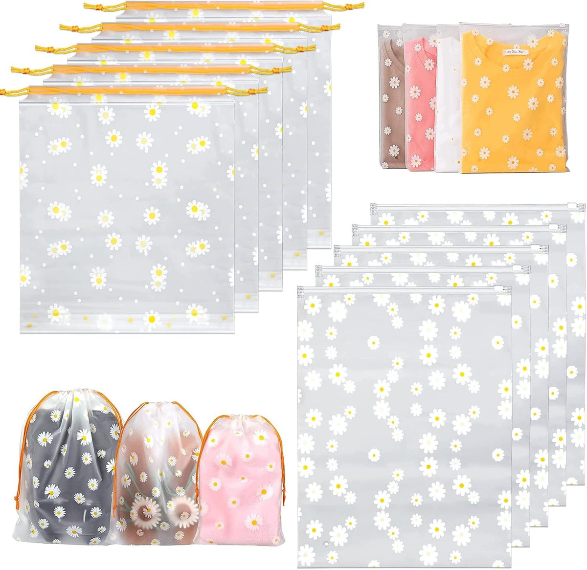SET OF 10 REUSABLE TRAVEL ZIPPER BAGS