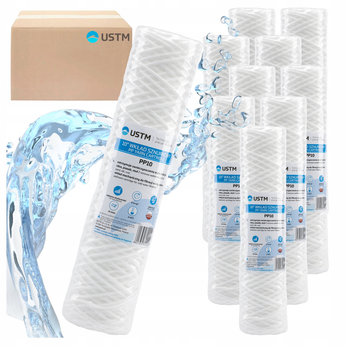 SET OF 10 WATER FILTERS PRE-STRING CARTRIDGE 10" PP10M FILTRATION