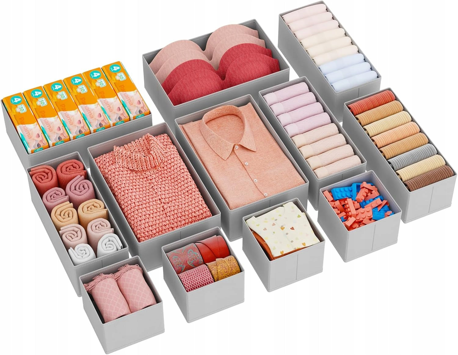SET OF 12 CLOTHES ORGANIZERS UNDERWEAR FOR DRAWER WITH COMPARTMENTS