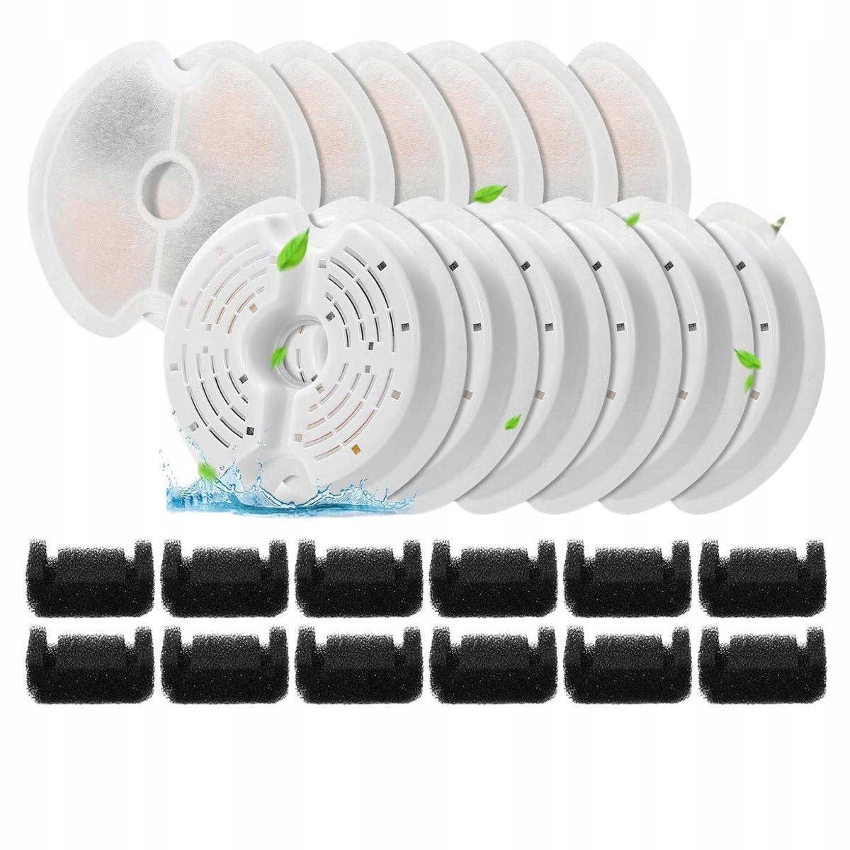 SET OF 12 PCS FILTERS FOR DOG CAT FOUNTAIN 2L 12 PCS CARBON + SPONGES