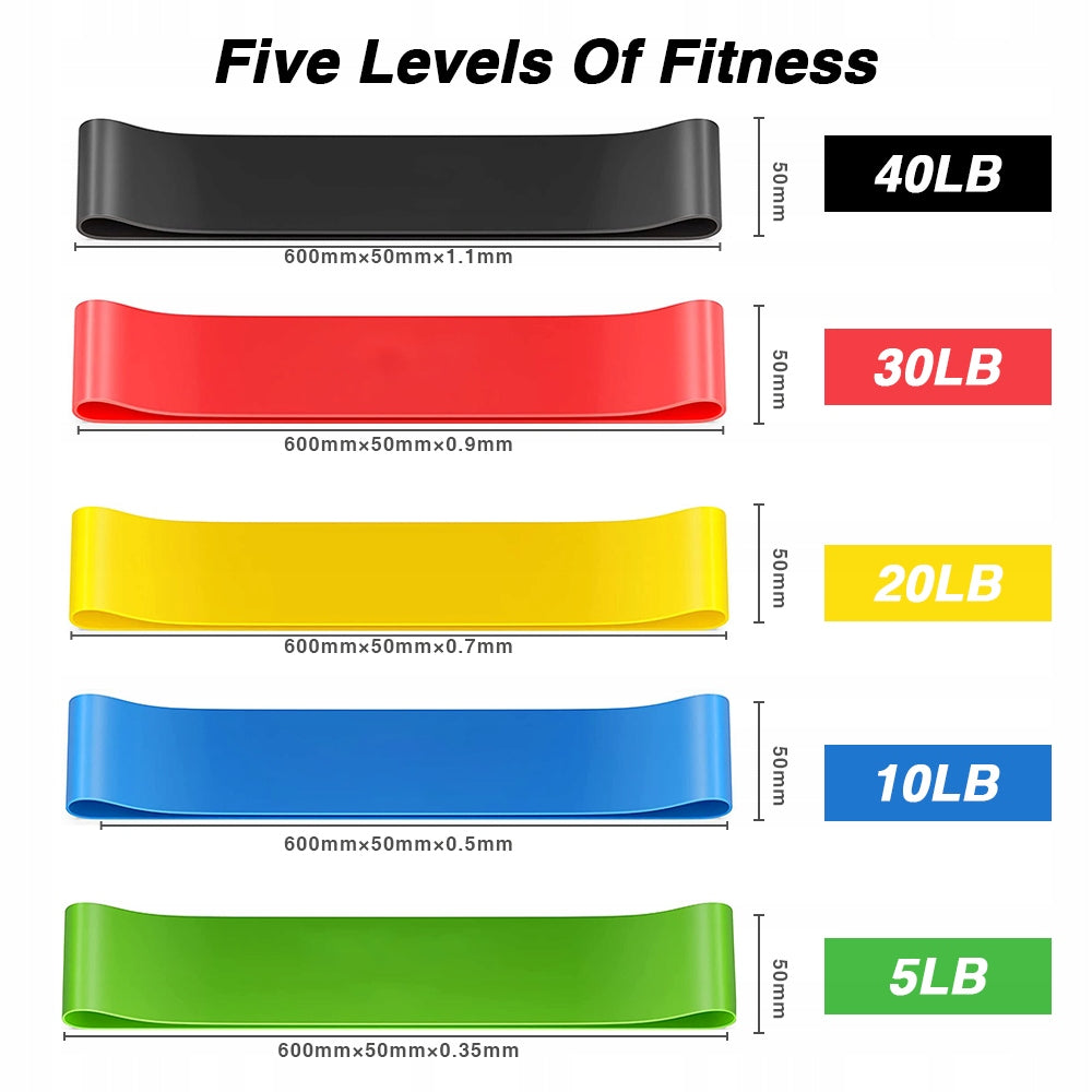 SET OF 14 POWER BAND EXERCISE RESISTANCE BANDS Color multicolor