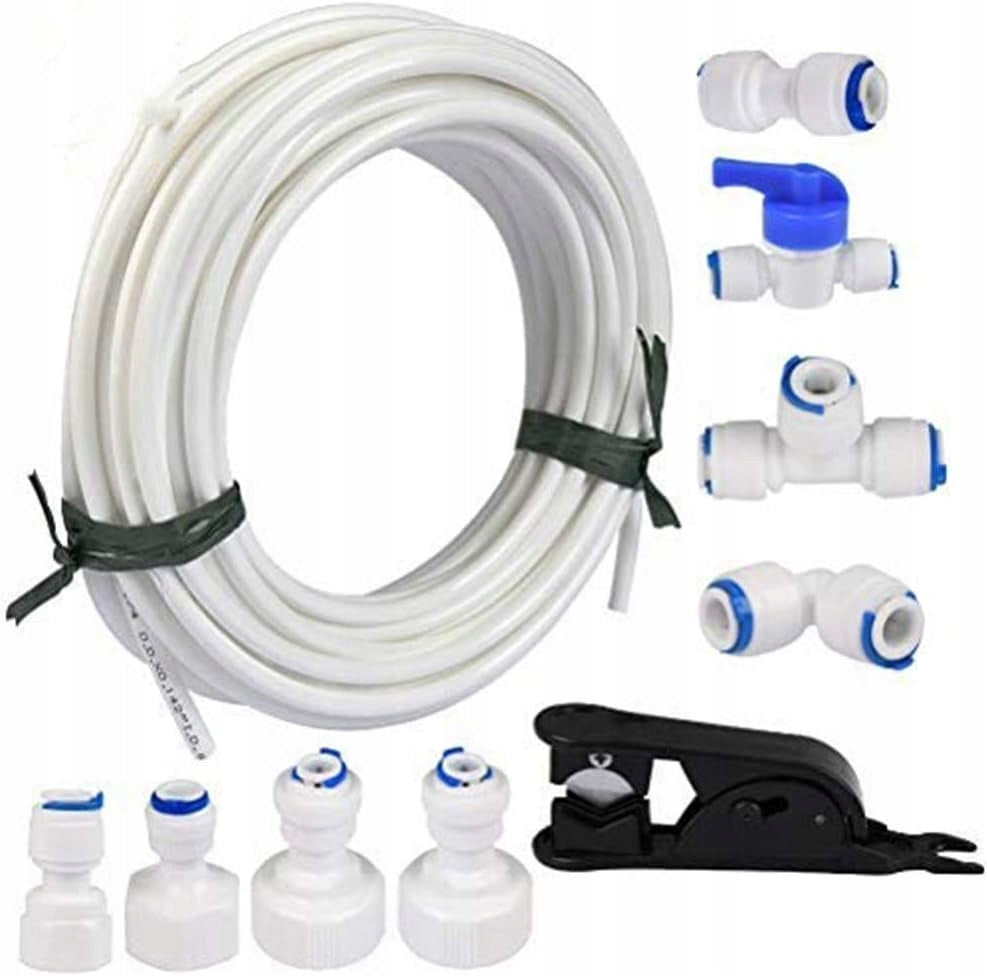 SET OF 15M WATER SUPPLY HOSE FOR 1/4" REFRIGERATOR WITH EMERGENCY VALVES Packaging status original