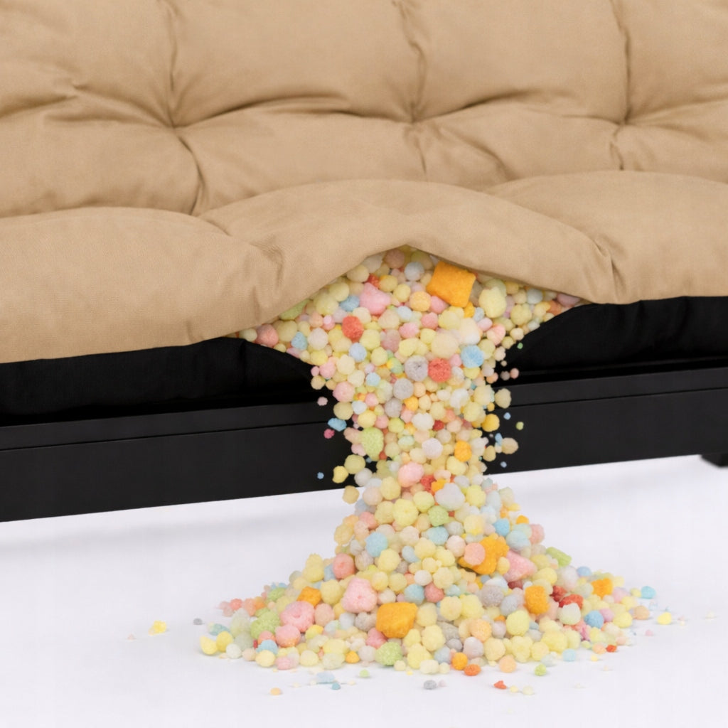 SET OF 2+1 pillows WATERPROOF soft for furniture RATTAN 140x60x50 BEIGE Pillow width 110 cm