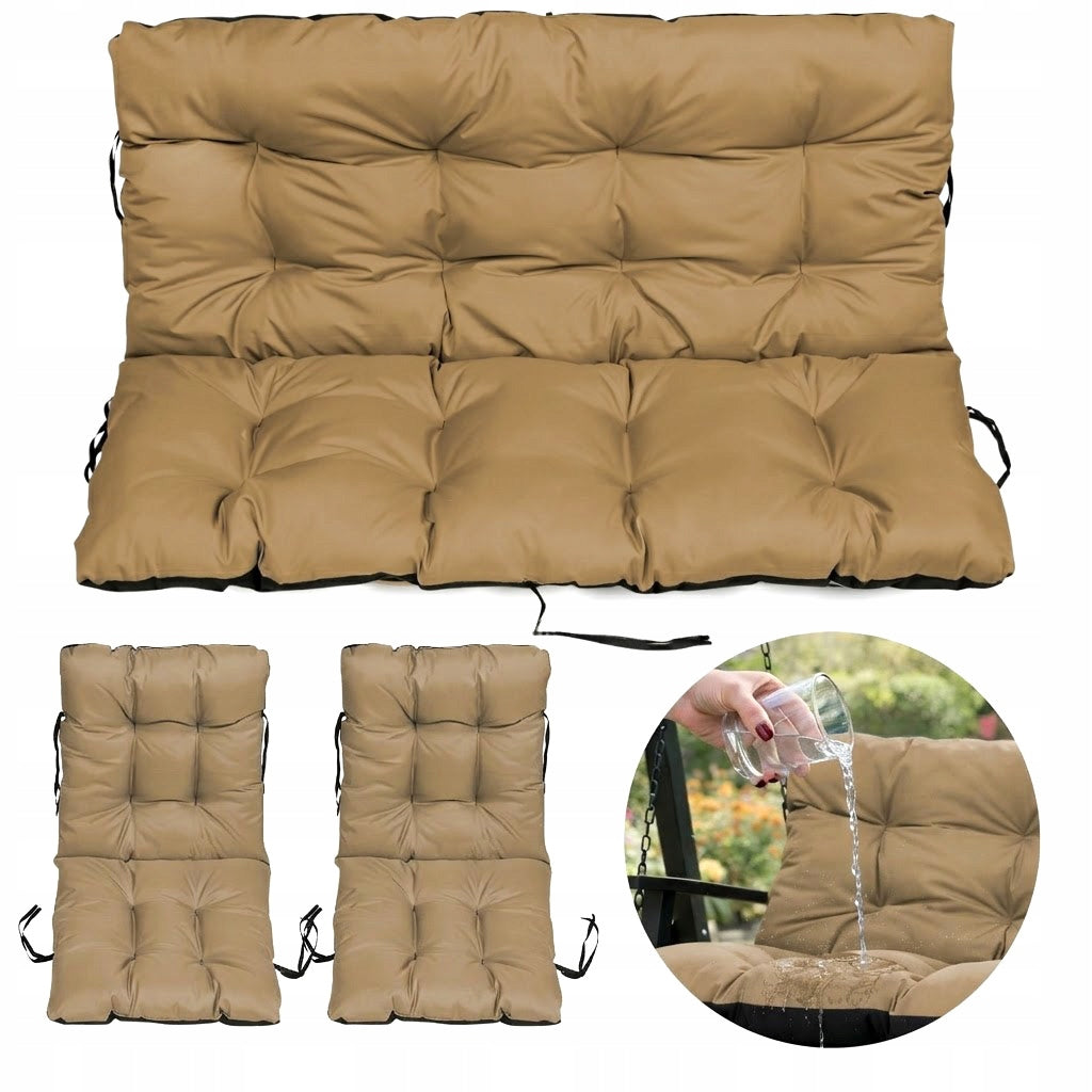 SET OF 2+1 pillows WATERPROOF soft for furniture RATTAN 140x60x50 BEIGE