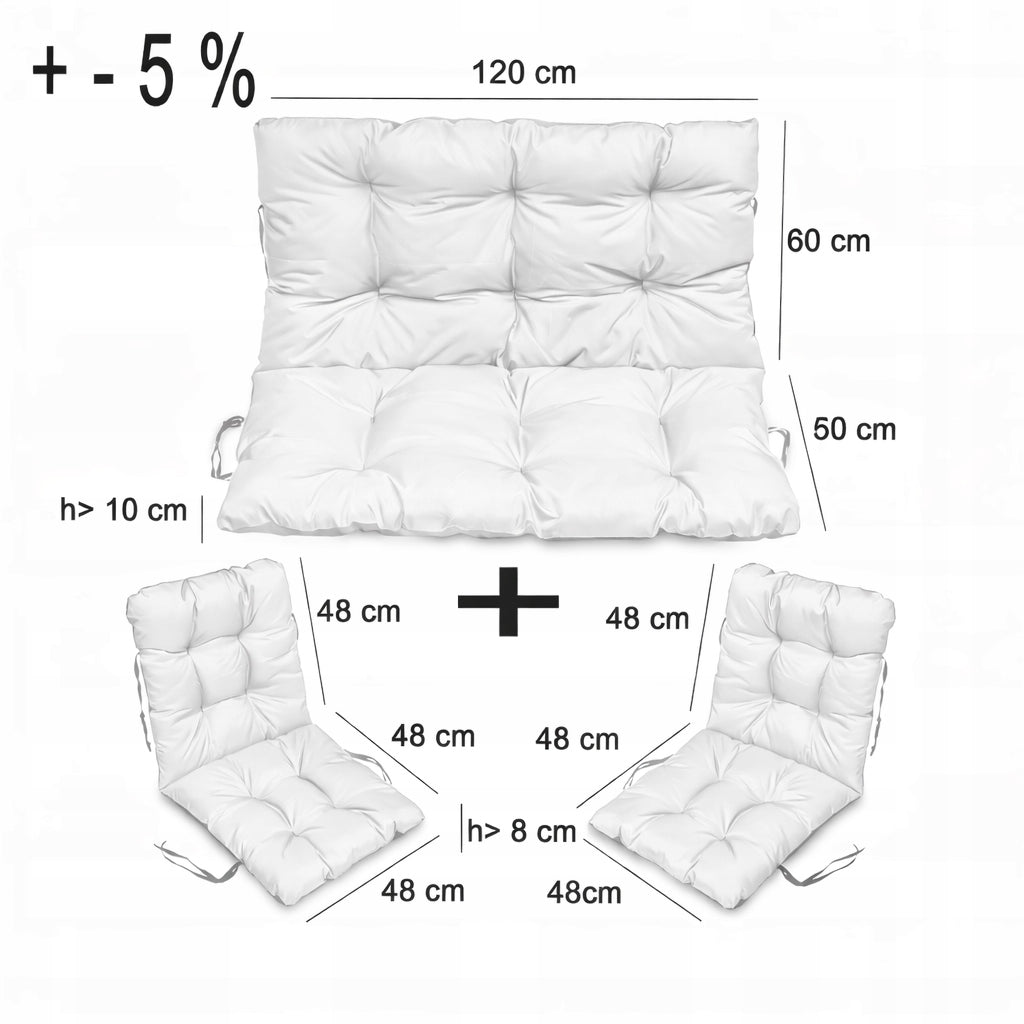 SET OF 2+1 soft cushions for rattan furniture waterproof 120x60x50 EXOTIC Packaging status original