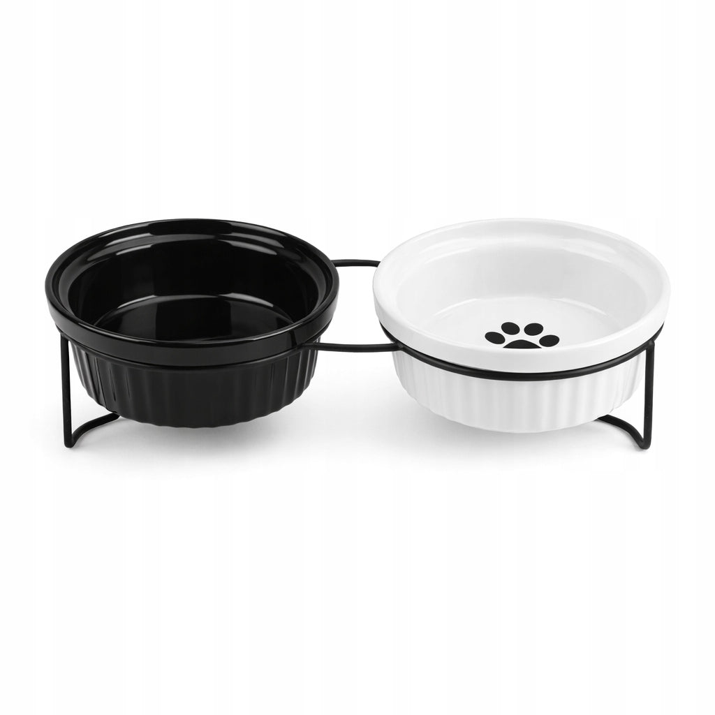 SET OF 2 CERAMIC BOWLS ON STEEL STAND FOR DOG AND CAT 2x300 ml Trade name GLOBANI Zestaw 2 misek ceramicznych z ramką dla psa i kota 2x300 ml