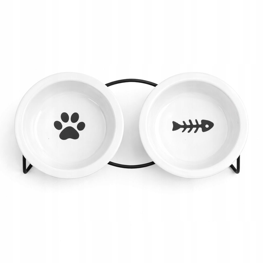 SET OF 2 CERAMIC BOWLS ON STEEL STAND FOR DOG AND CAT 2x360 ml Trade name GLOBANI Zestaw 2 misek ceramicznych z ramką dla psa i kota 2x360 ml