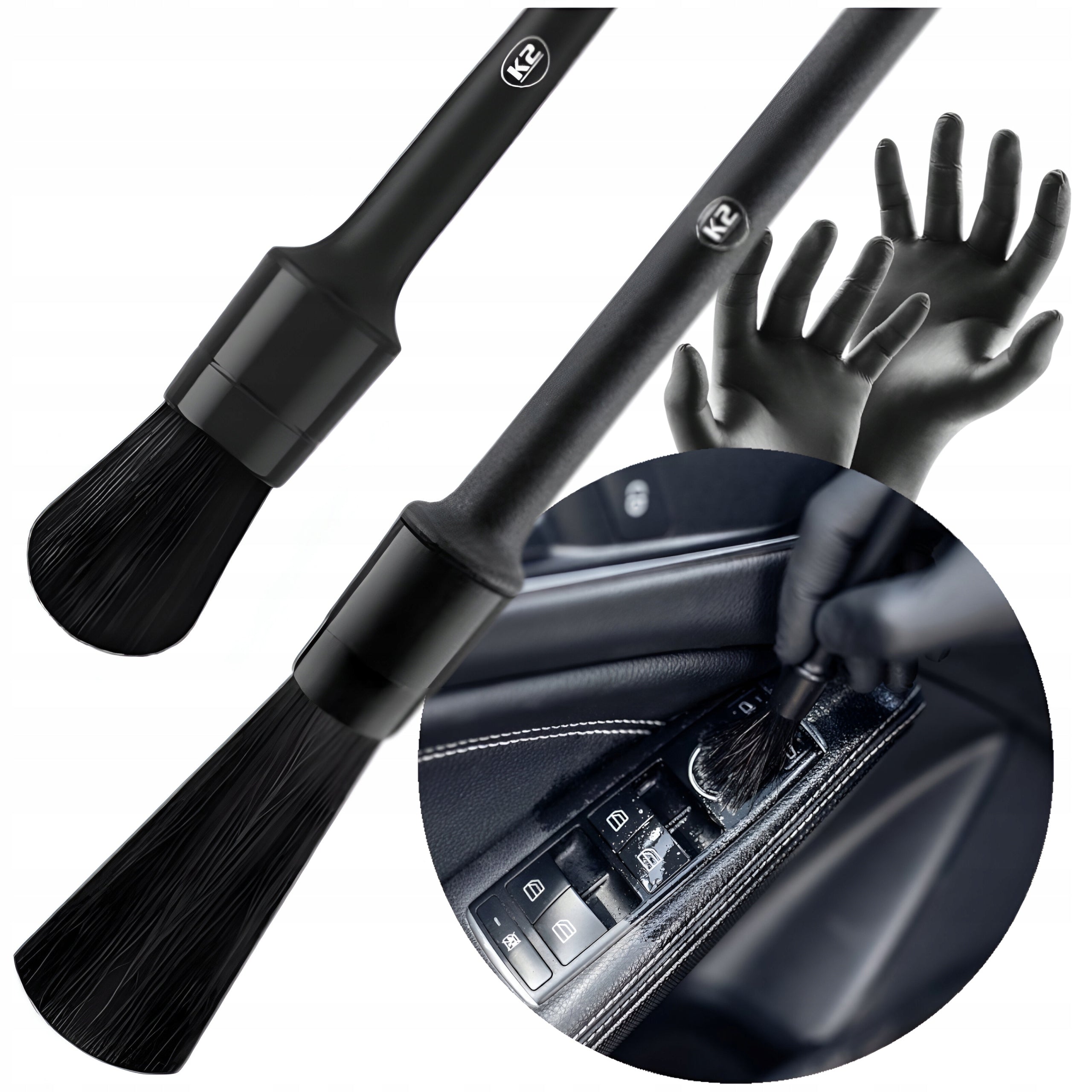 SET OF 2 DETAILING BRUSHES 2 SIZES K2 DETAILING BRUSH CAR