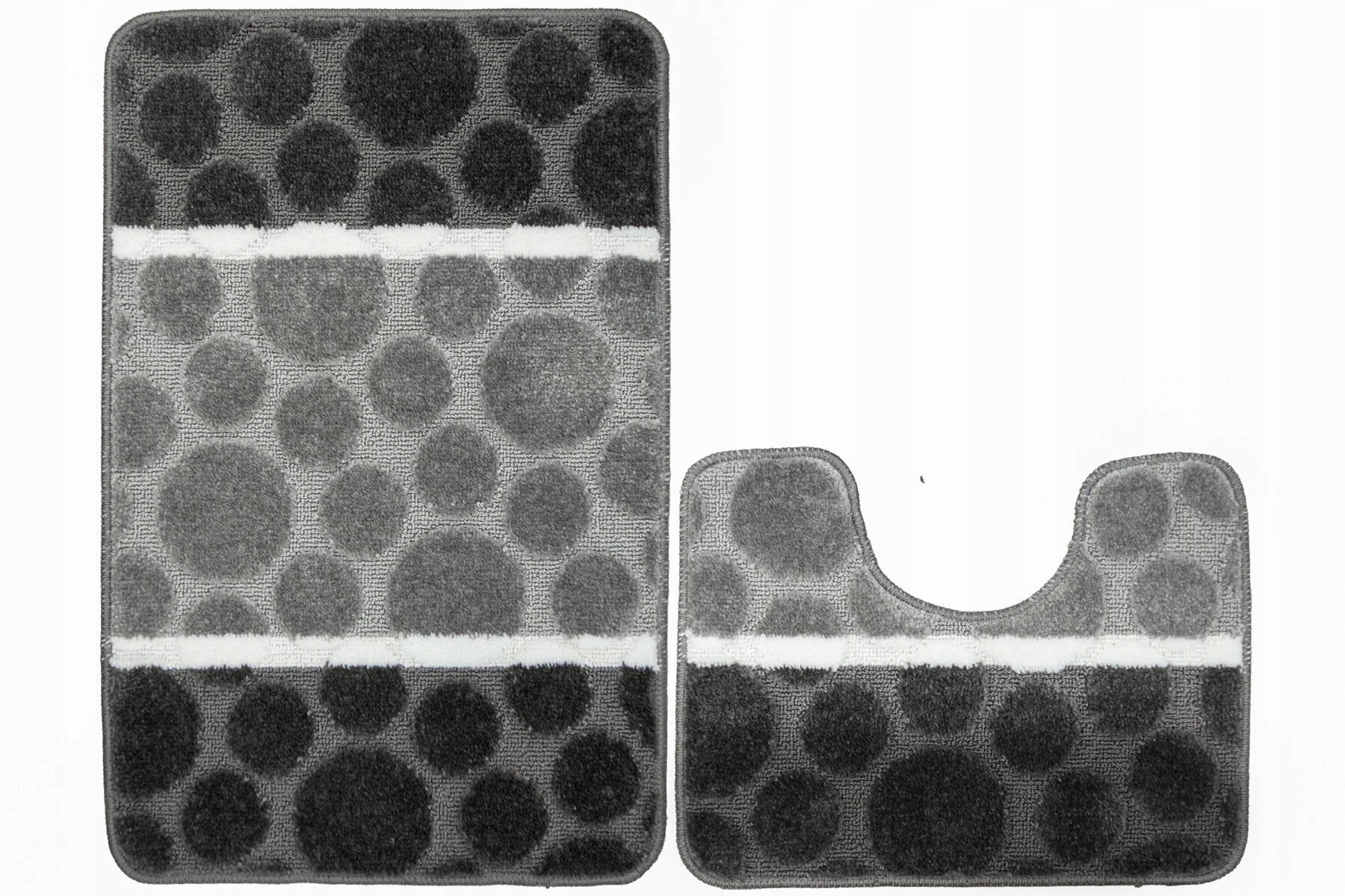 SET OF 2 GRAY NON-SLIP SIENA BATHROOM RUGS WITH POTS