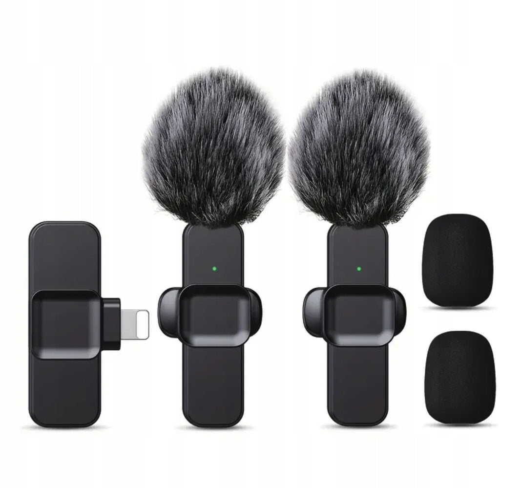 SET OF 2 MICROPHONES WIRELESS TIE lightning for IPHONE clip