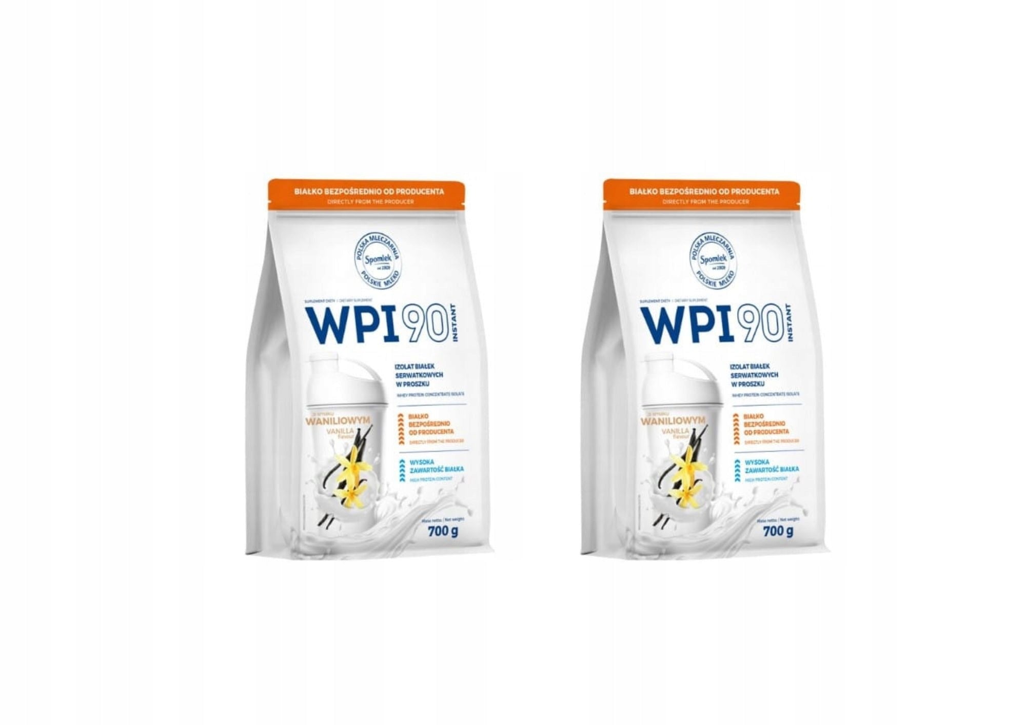 SET OF 2 PIECES Pure Protein Isolate WPI90 PROTEIN Vanilla Flavour 700g