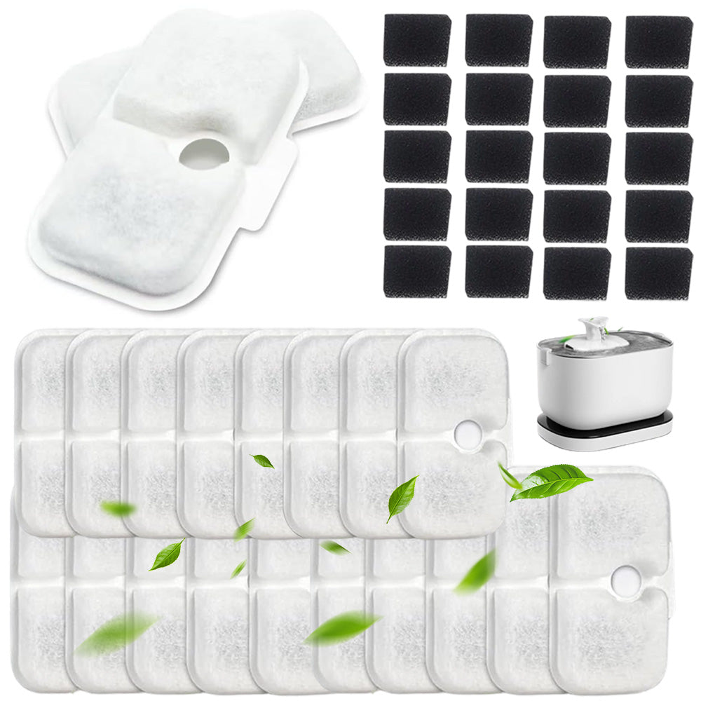 SET OF 20 CARBON FILTERS AND 20 SPONGES FOR CAT FOUNTAIN PLWF105