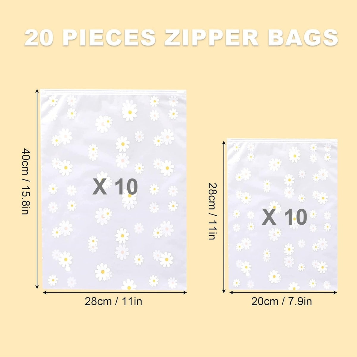 SET OF 20 SUITCASE ORGANIZERS WATERTIGHT ZIPPER Color transparent