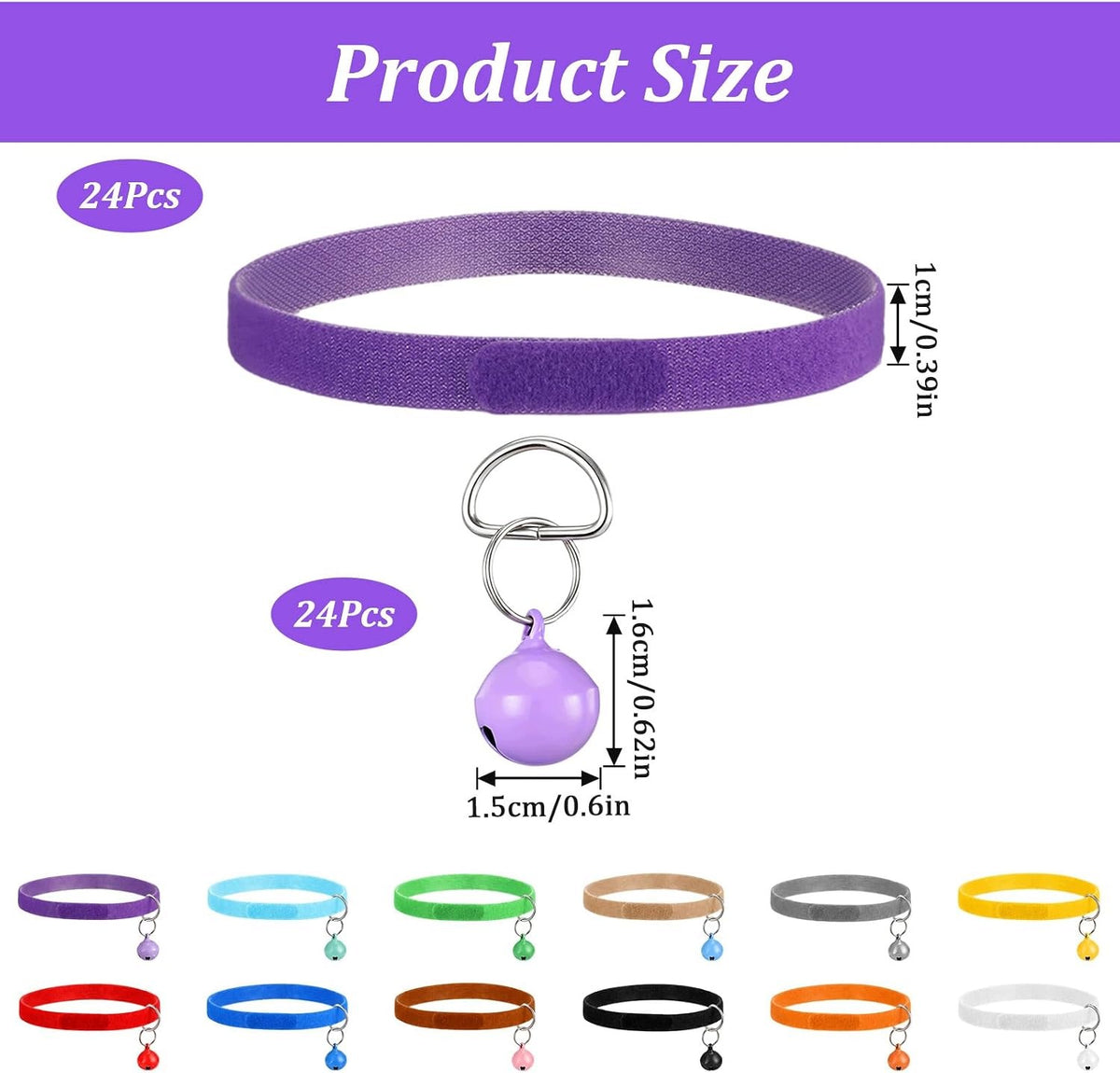 SET OF 24 CAT COLLARS WITH REFLECTIVE BELL ADJUSTABLE Brand no brand