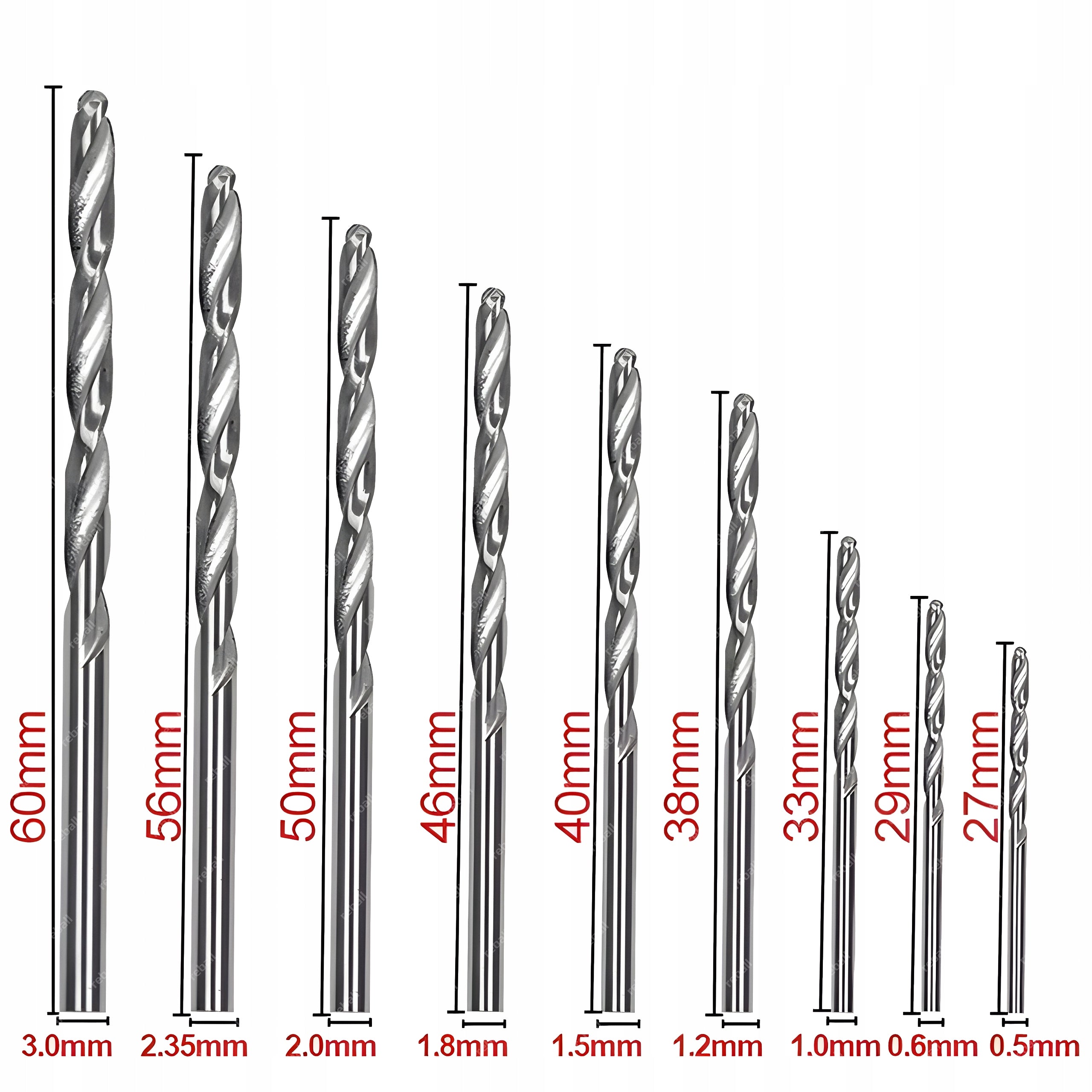 SET OF 25 MINI DRILL BITS FOR METAL MODELING PRECISION 0.5 - 3.0mm Packaging status original