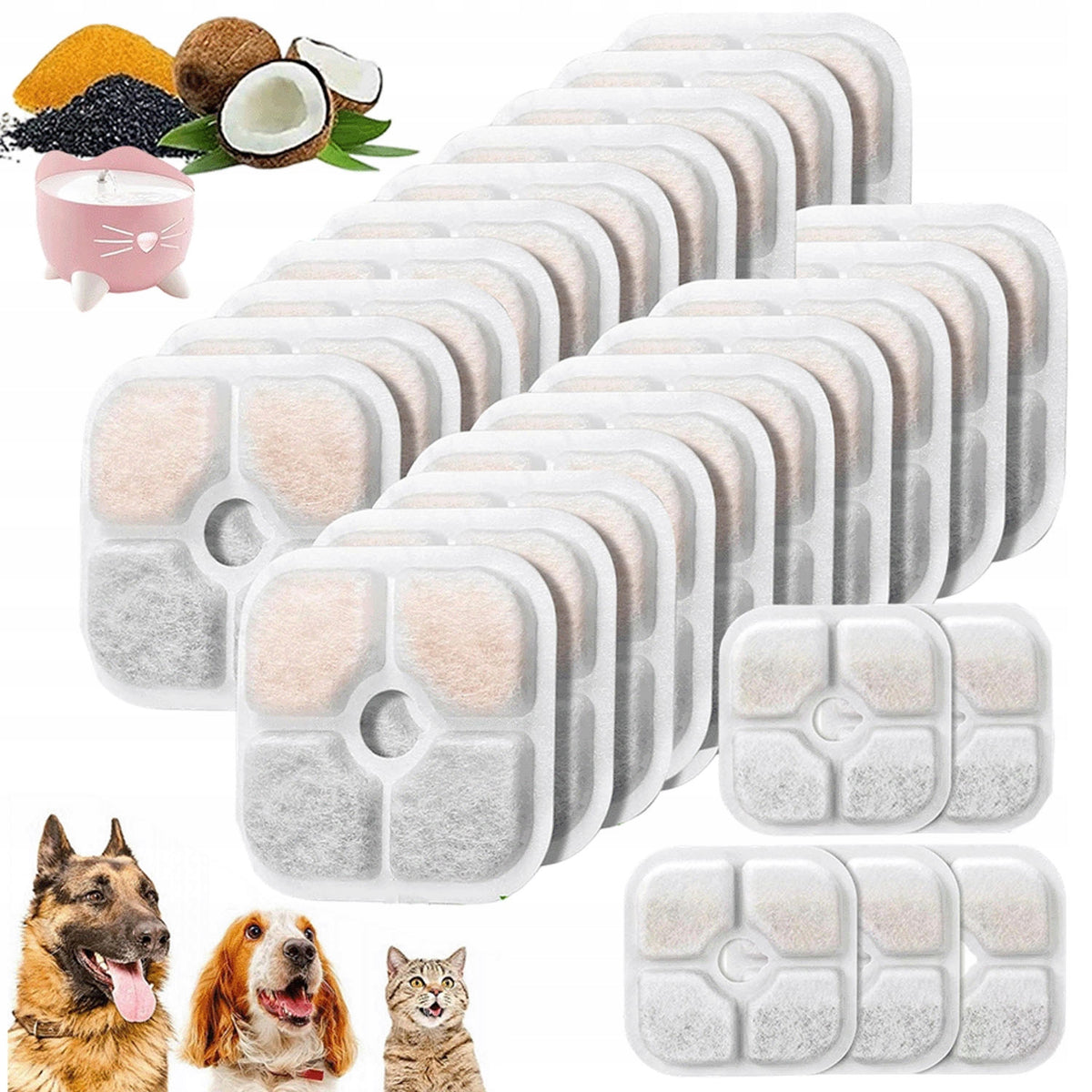 SET OF 25 PET FOUNTAIN FILTER REPLACEMENT ACTIVATED CARBON CARTRIDGES
