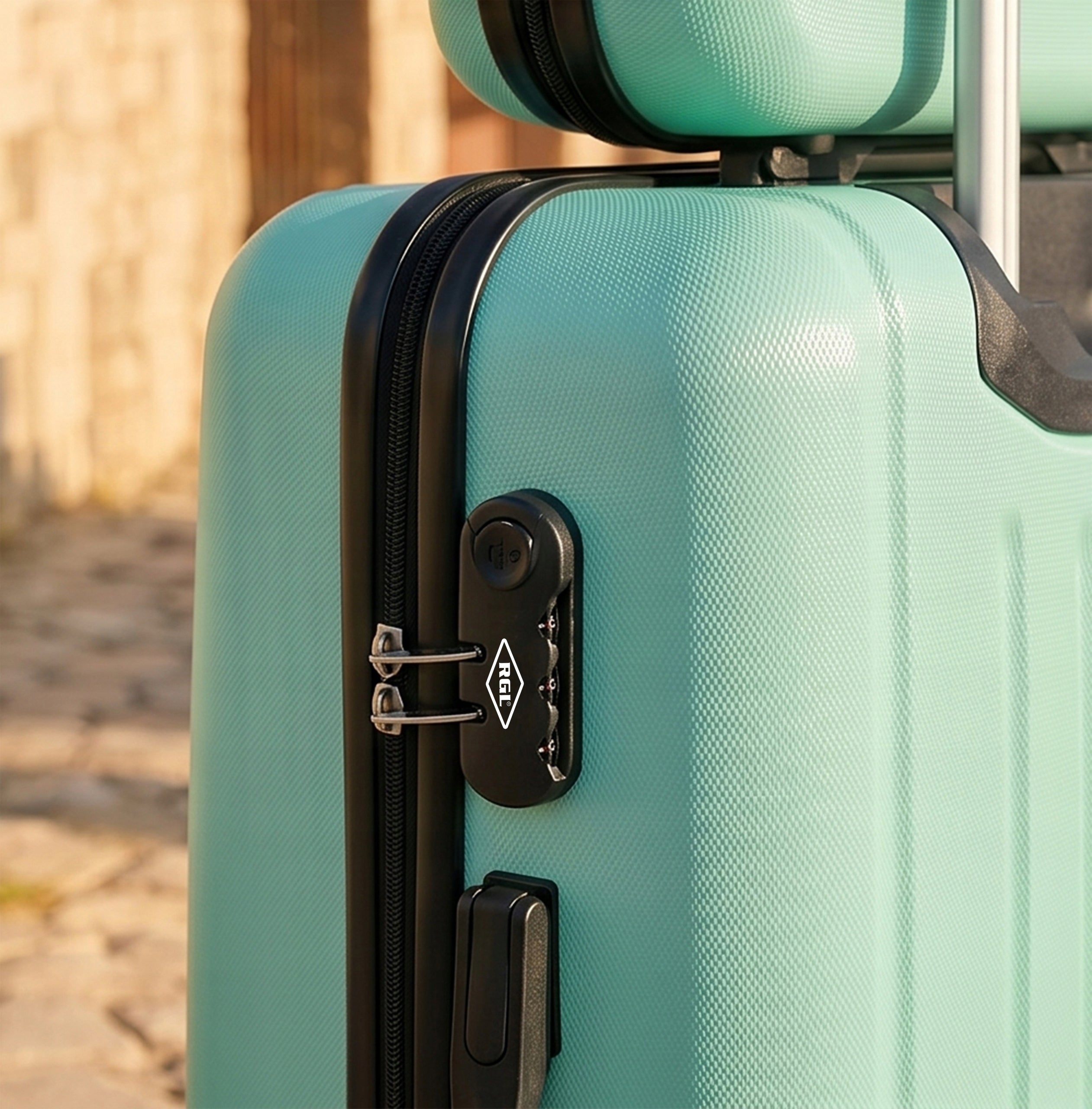 SET OF 2IN1 LARGE SUITCASE XXL + CHEST COSMETIC BAG TRAVEL BAG 4 WHEELS Depth (shorter edge) 26 cm