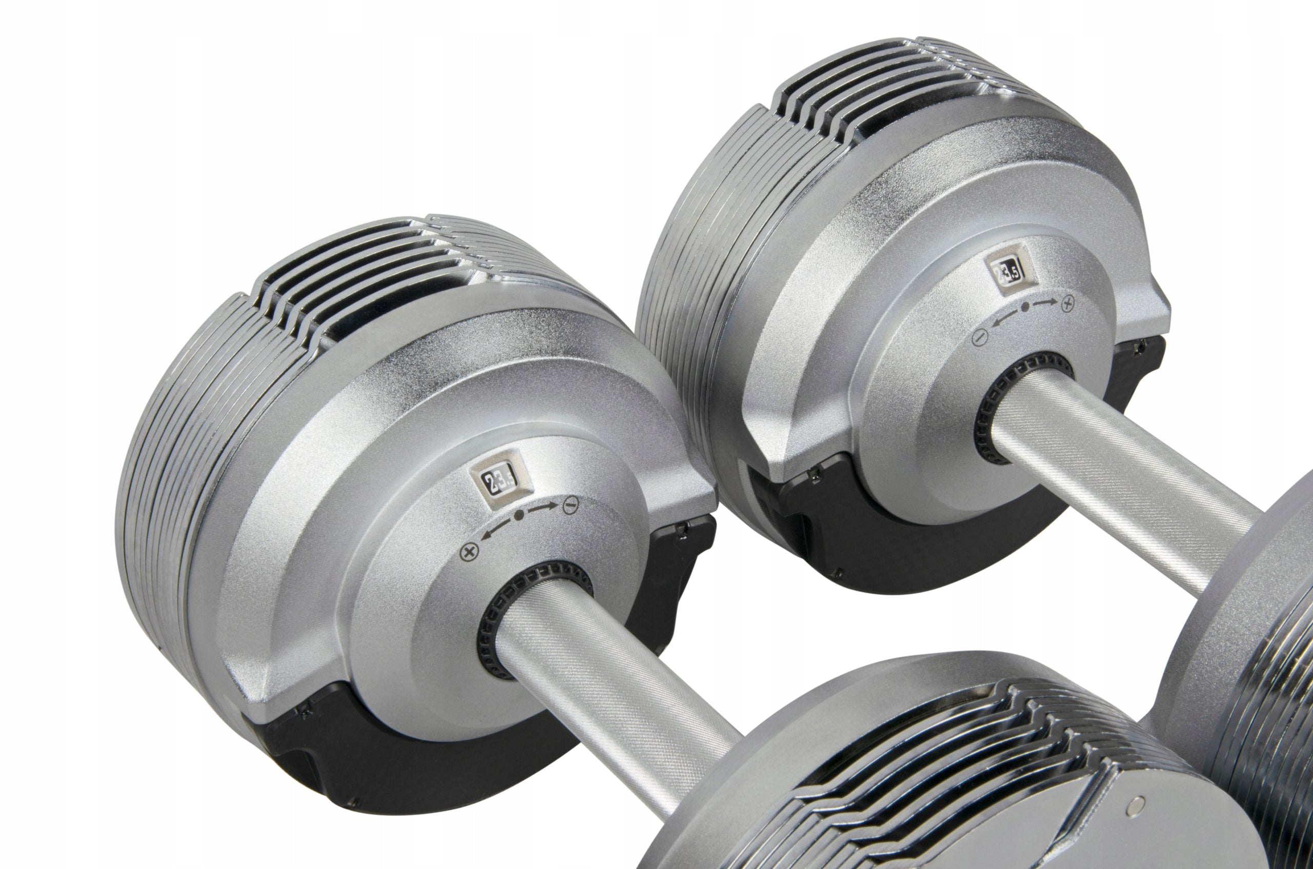 SET OF 2X ADJUSTABLE DUMBBELL 23,5 kg Barbell Silver adjustment every 1,5kg Kind other