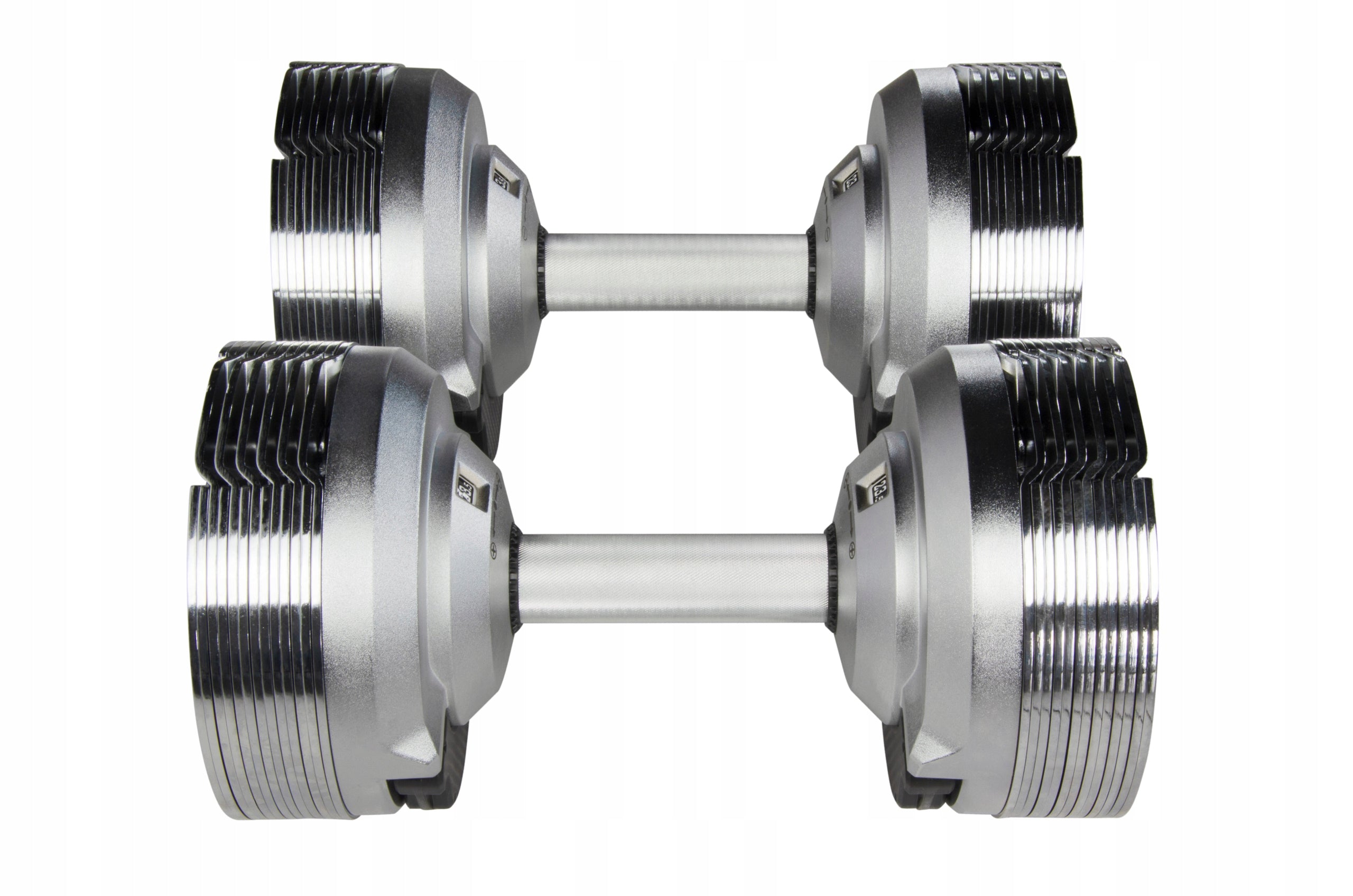 SET OF 2X ADJUSTABLE DUMBBELL 23,5 kg Barbell Silver adjustment every 1,5kg Model 2x HANTLE 23,5KG SREBRNE